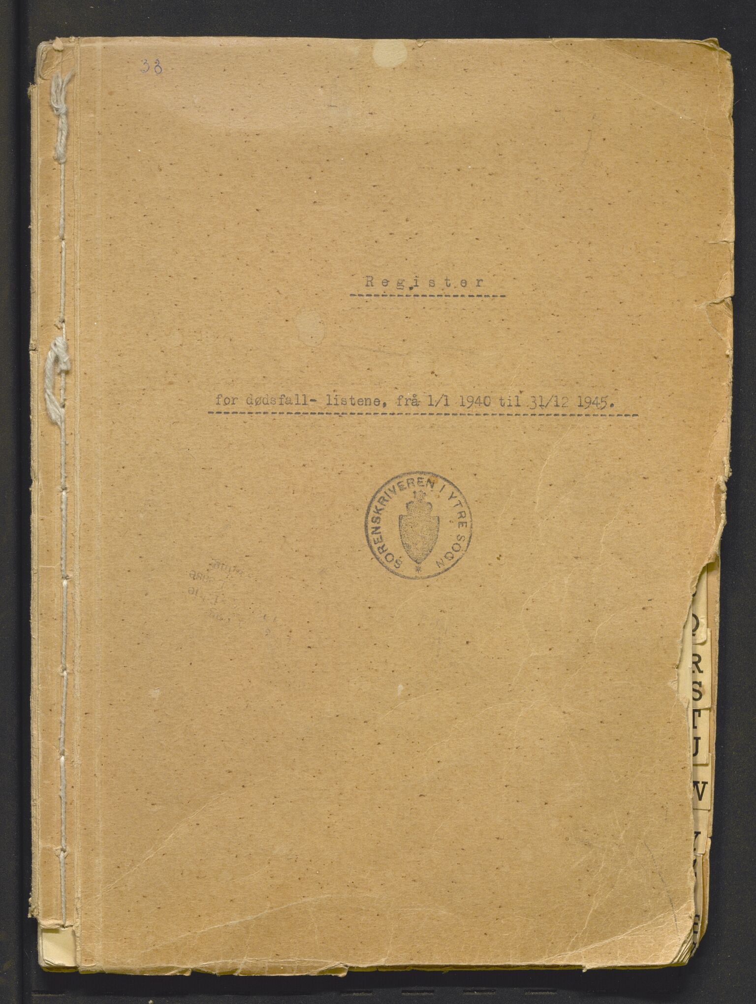 Ytre Sogn tingrett, AV/SAB-A-2601/1/H/Hh/L0001: Dødsfallsregister, 1940-1945