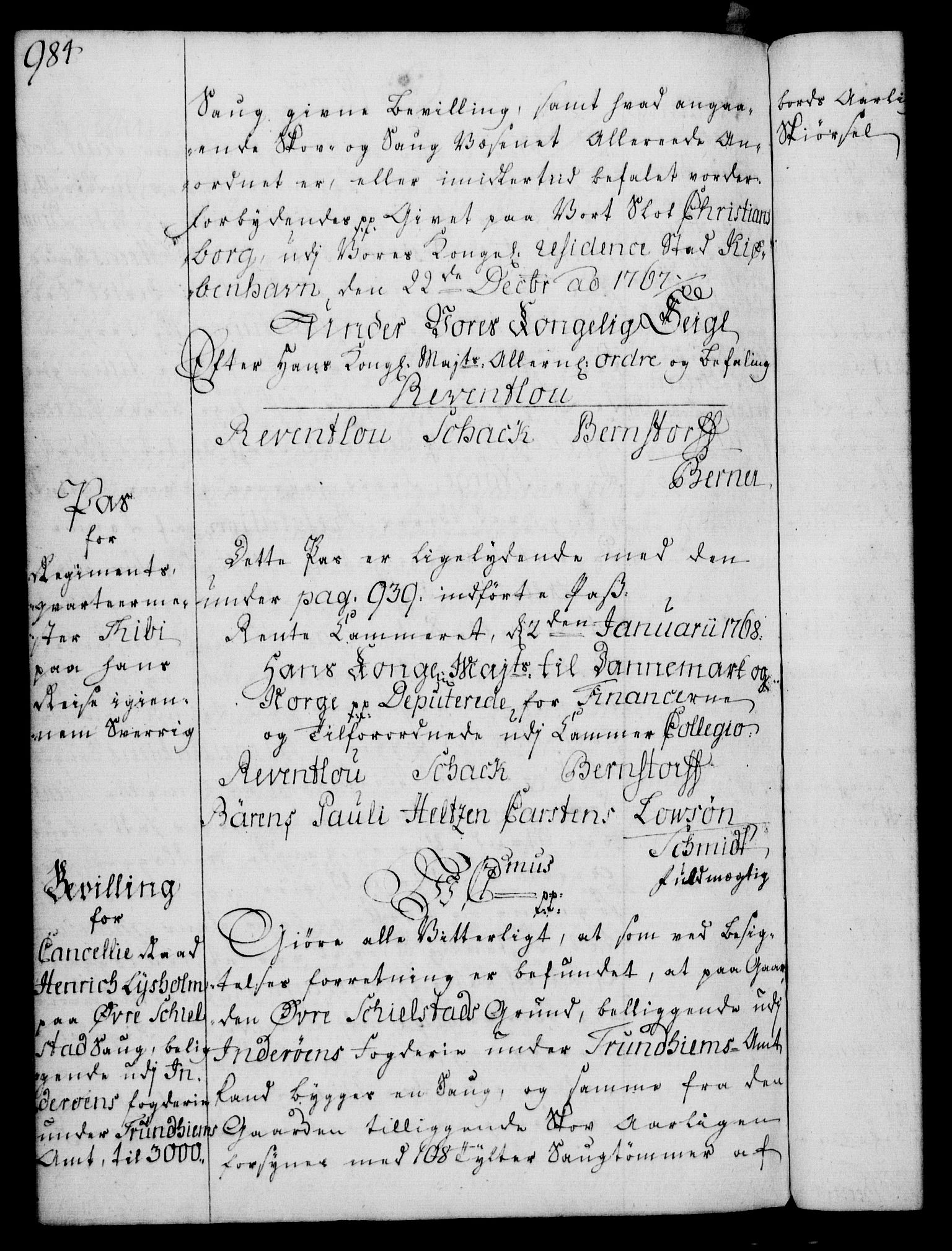 Rentekammeret, Kammerkanselliet, RA/EA-3111/G/Gg/Gga/L0007: Norsk ekspedisjonsprotokoll med register (merket RK 53.7), 1759-1768, s. 984