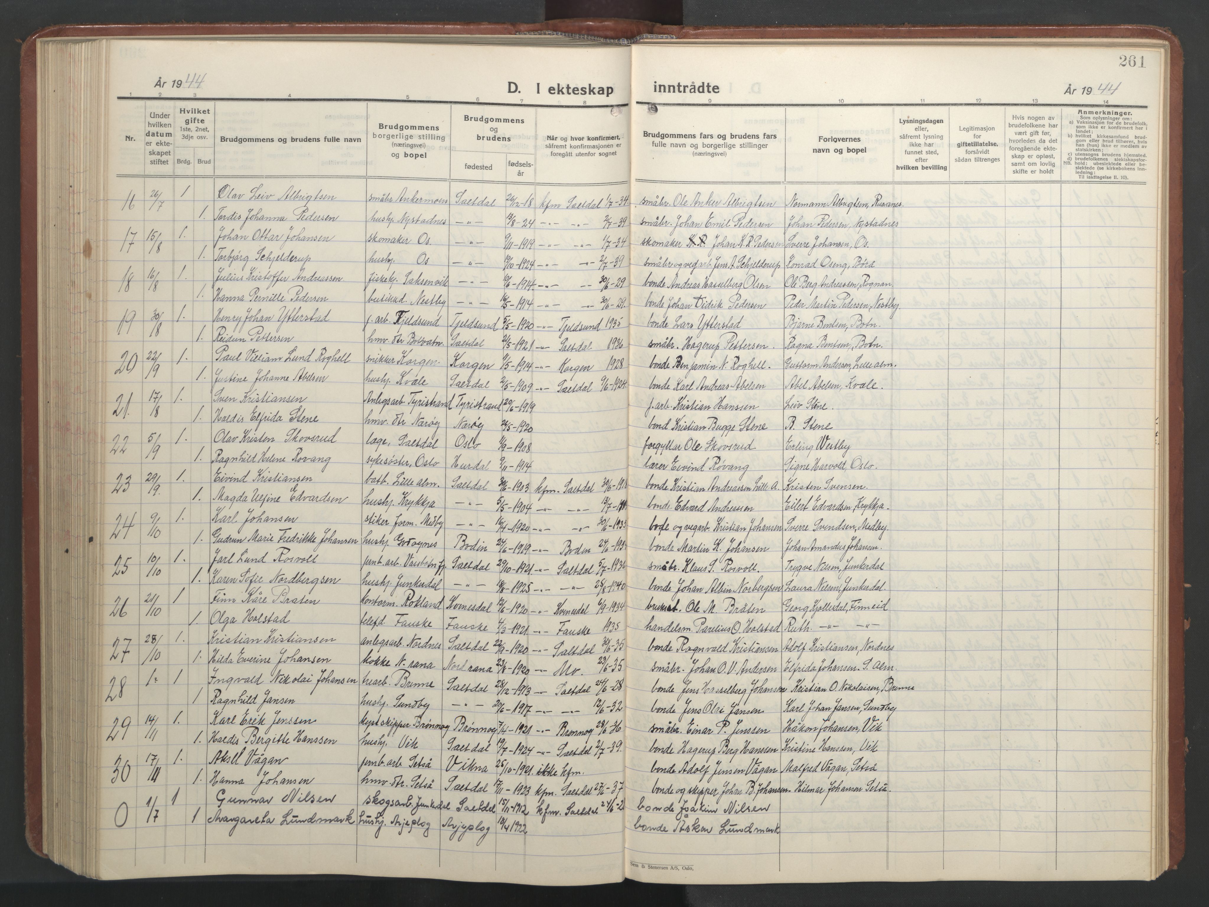 Ministerialprotokoller, klokkerbøker og fødselsregistre - Nordland, AV/SAT-A-1459/847/L0680: Klokkerbok nr. 847C08, 1930-1947, s. 261