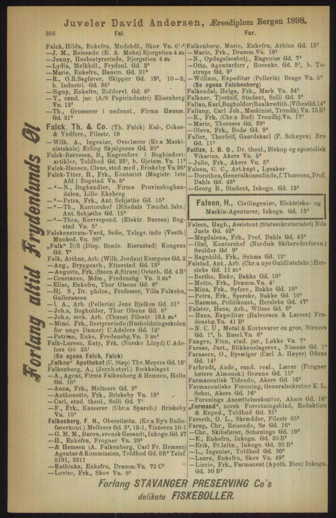 Kristiania/Oslo adressebok, PUBL/-, 1911, s. 386