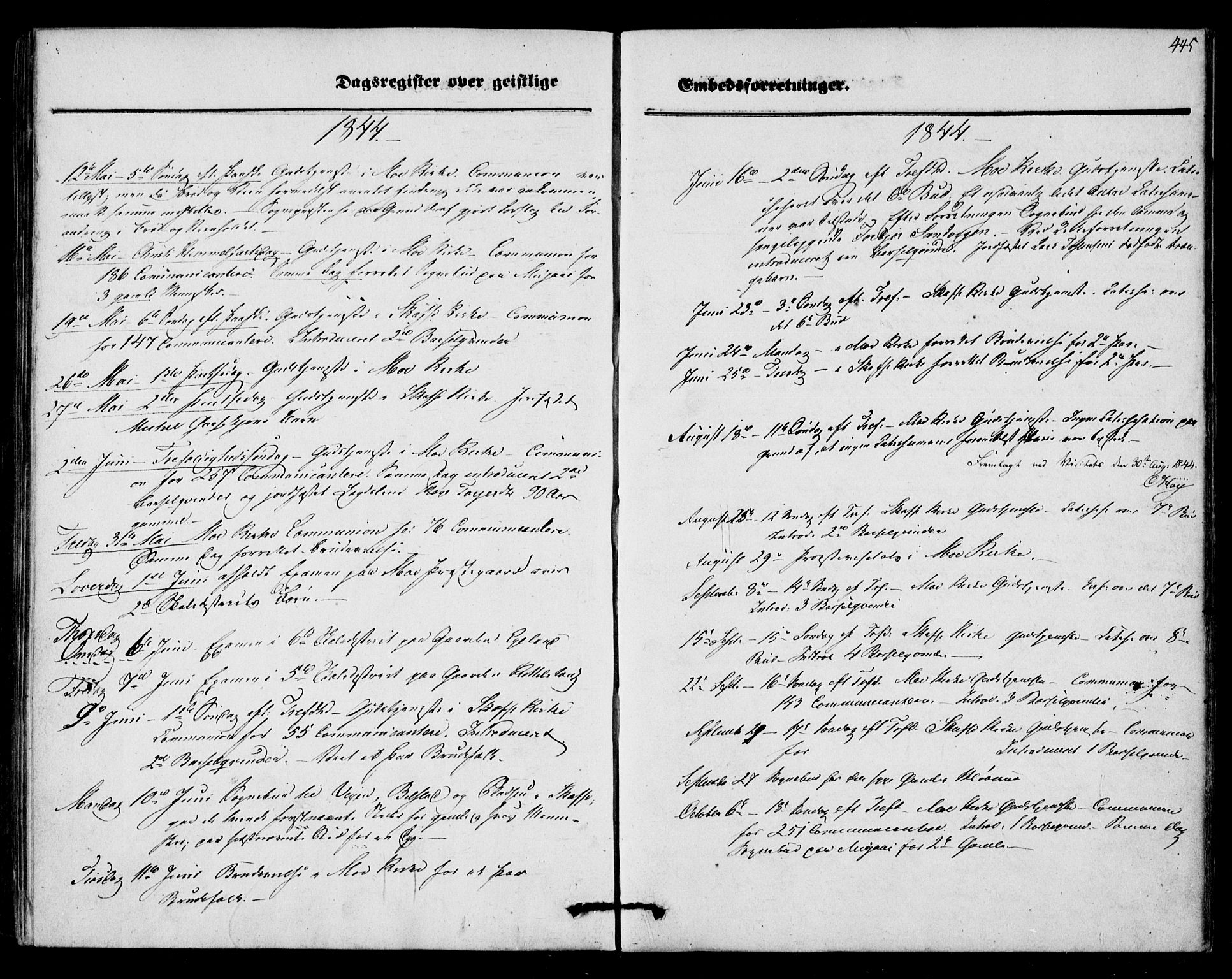 Mo kirkebøker, AV/SAKO-A-286/F/Fa/L0005: Ministerialbok nr. I 5, 1844-1864, s. 445