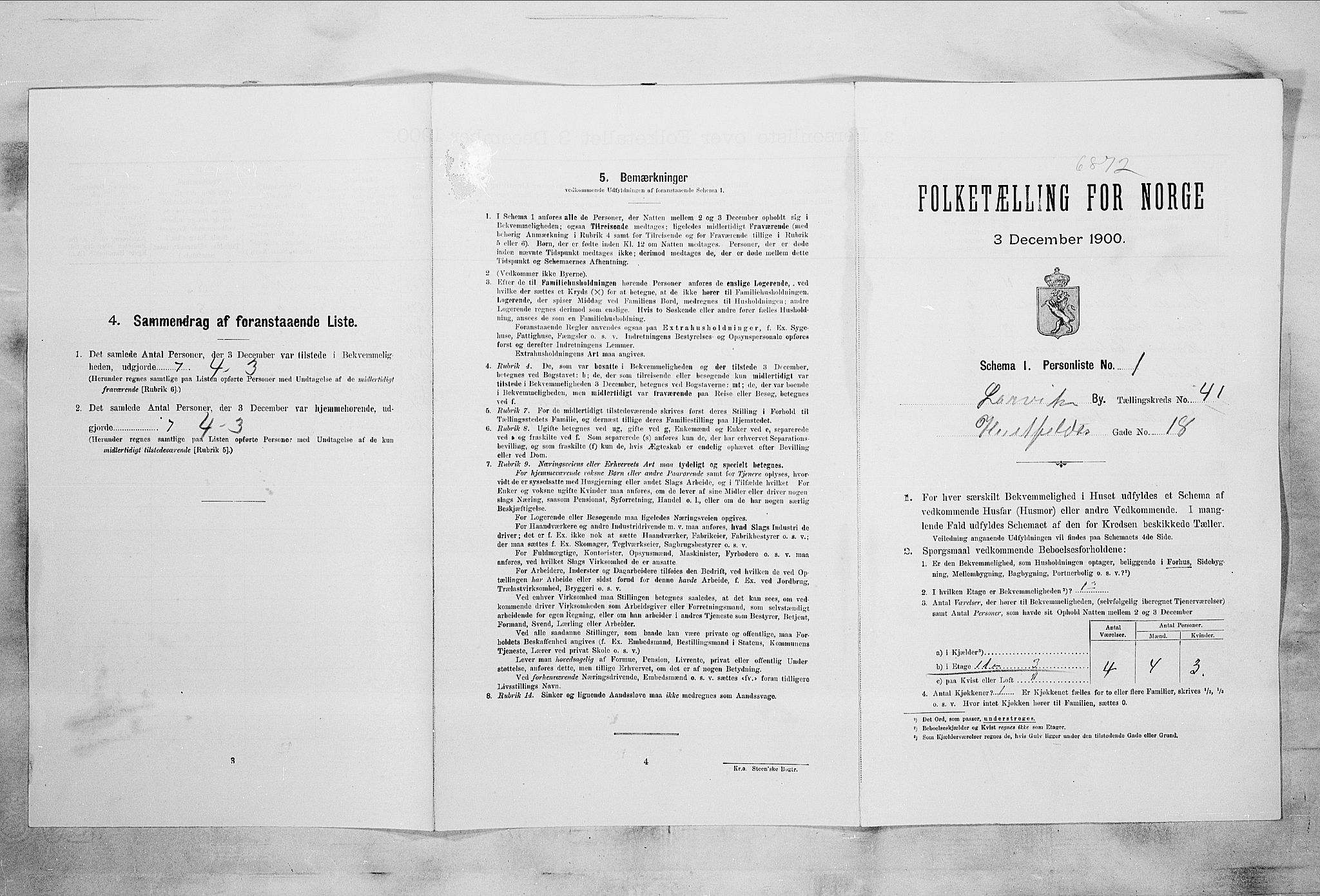 RA, Folketelling 1900 for 0707 Larvik kjøpstad, 1900, s. 5710