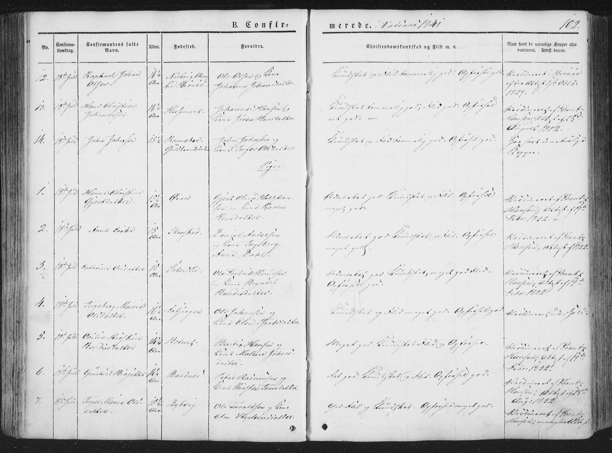 Ministerialprotokoller, klokkerbøker og fødselsregistre - Nordland, SAT/A-1459/810/L0144: Ministerialbok nr. 810A07 /1, 1841-1862, s. 102