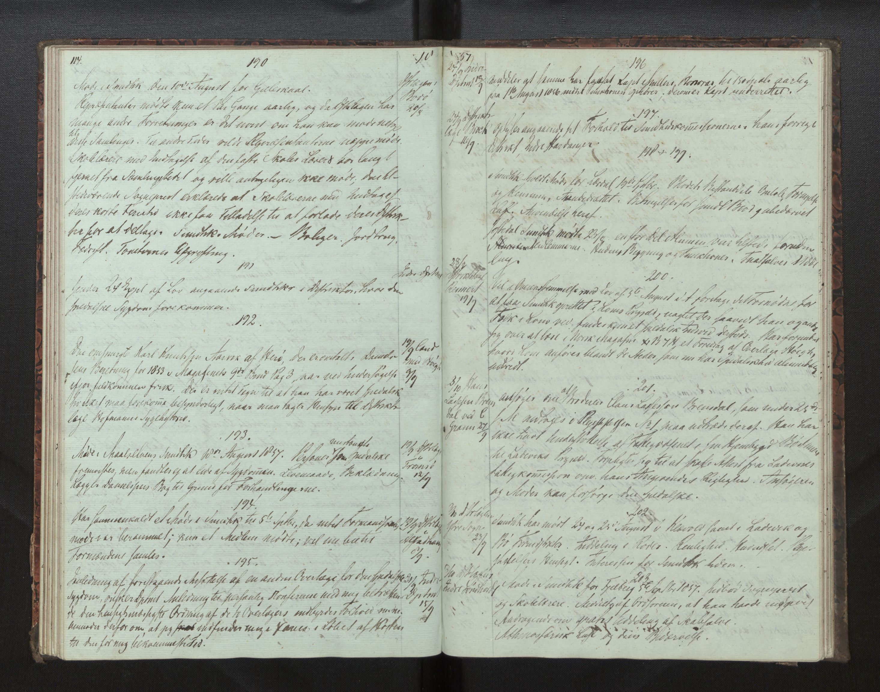 Lepraarkiver - Overlegen for den spedalske sykdom, AV/SAB-A-61001/B.c/L0001: Journal, 1854-1859, s. 114-115