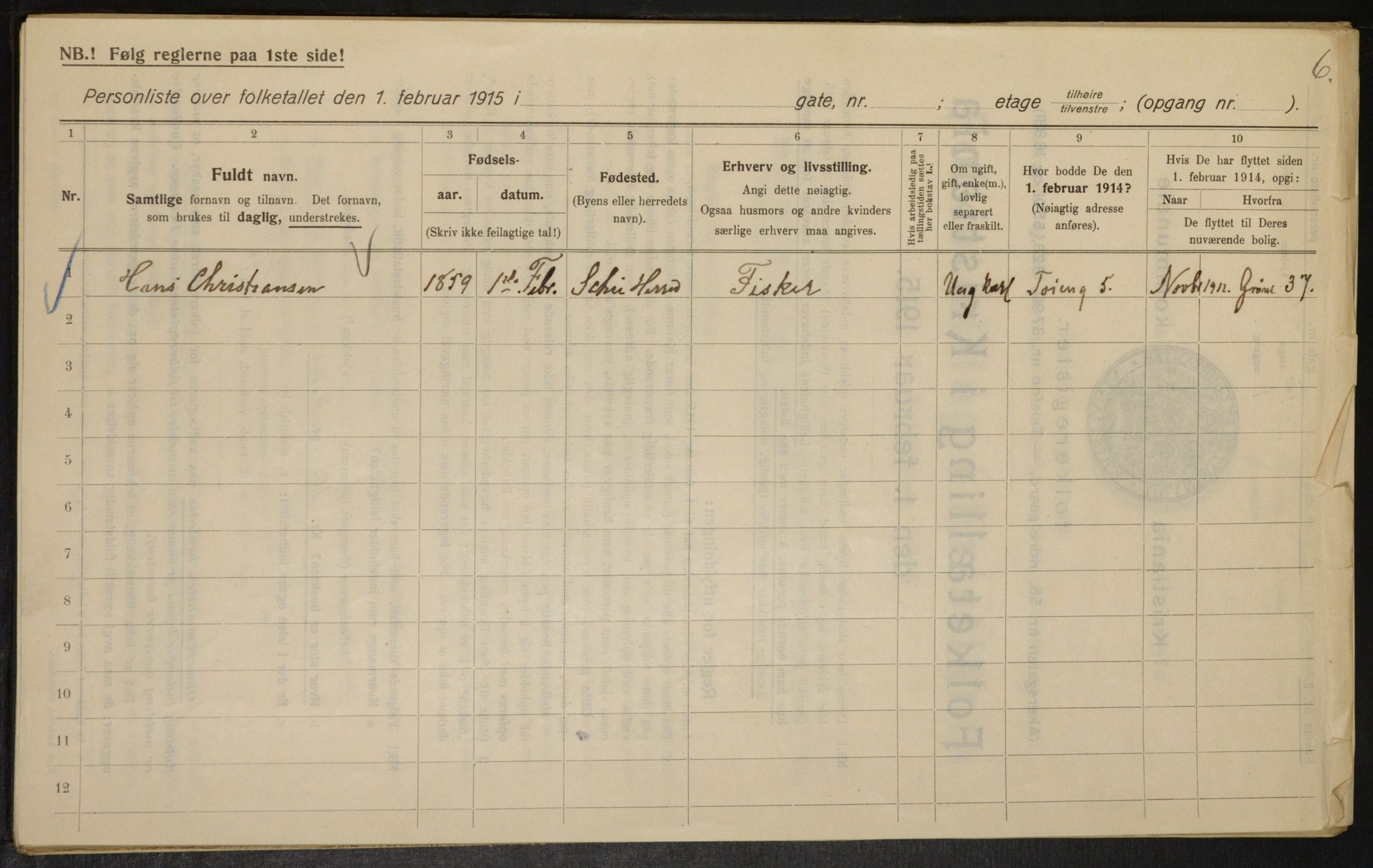 OBA, Kommunal folketelling 1.2.1915 for Kristiania, 1915, s. 117707