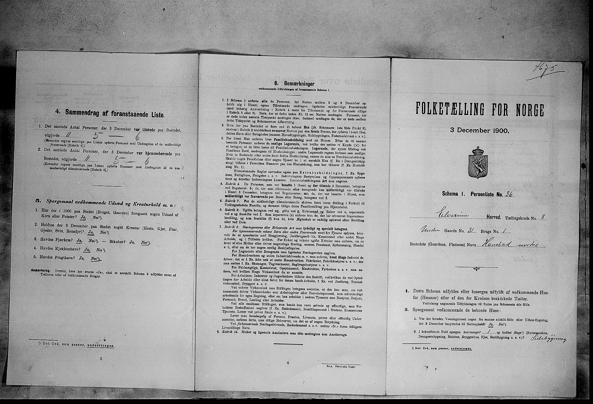 SAH, Folketelling 1900 for 0427 Elverum herred, 1900, s. 951