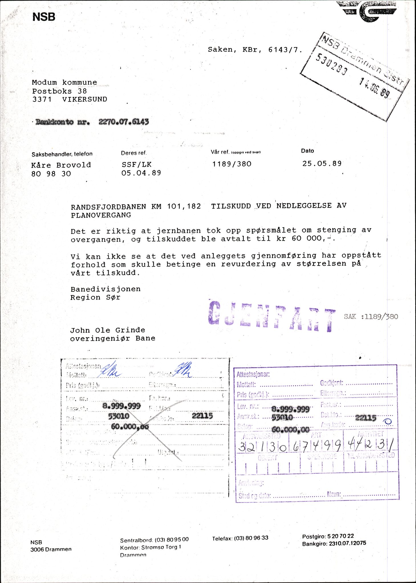 Norges Statsbaner Drammen distrikt (NSB), SAKO/A-30/F/Fe/Fec/L0005: Saksarkiv, 1868-1995, s. 439