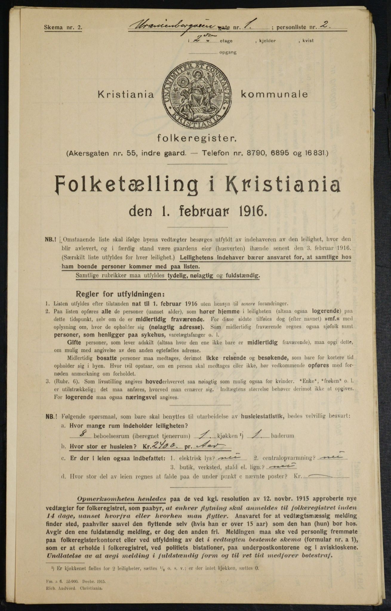 OBA, Kommunal folketelling 1.2.1916 for Kristiania, 1916, s. 124078