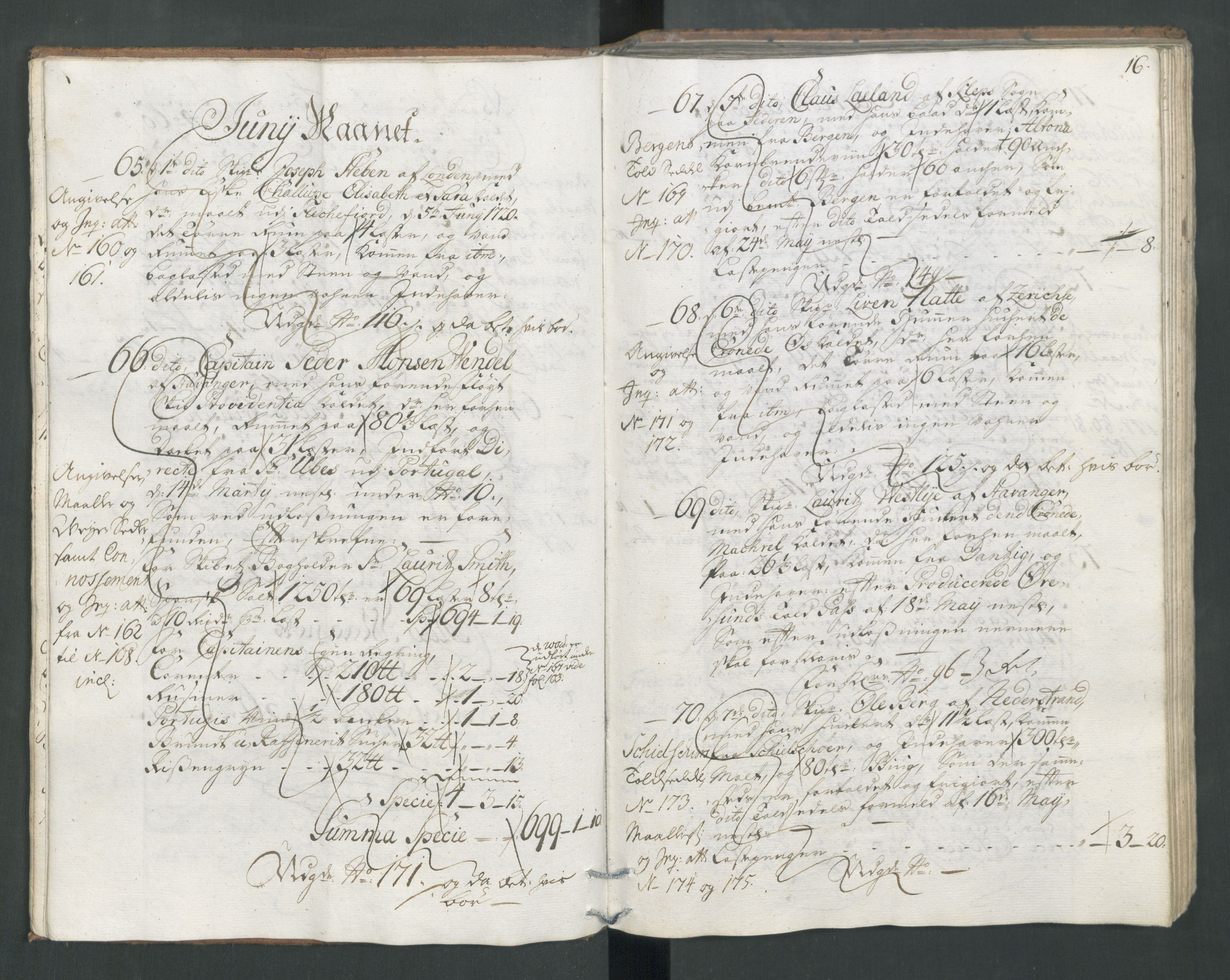 Generaltollkammeret, tollregnskaper, AV/RA-EA-5490/R22/L0011/0001: Tollregnskaper Stavanger / Hovedtollbok, 1731, s. 15b-16a