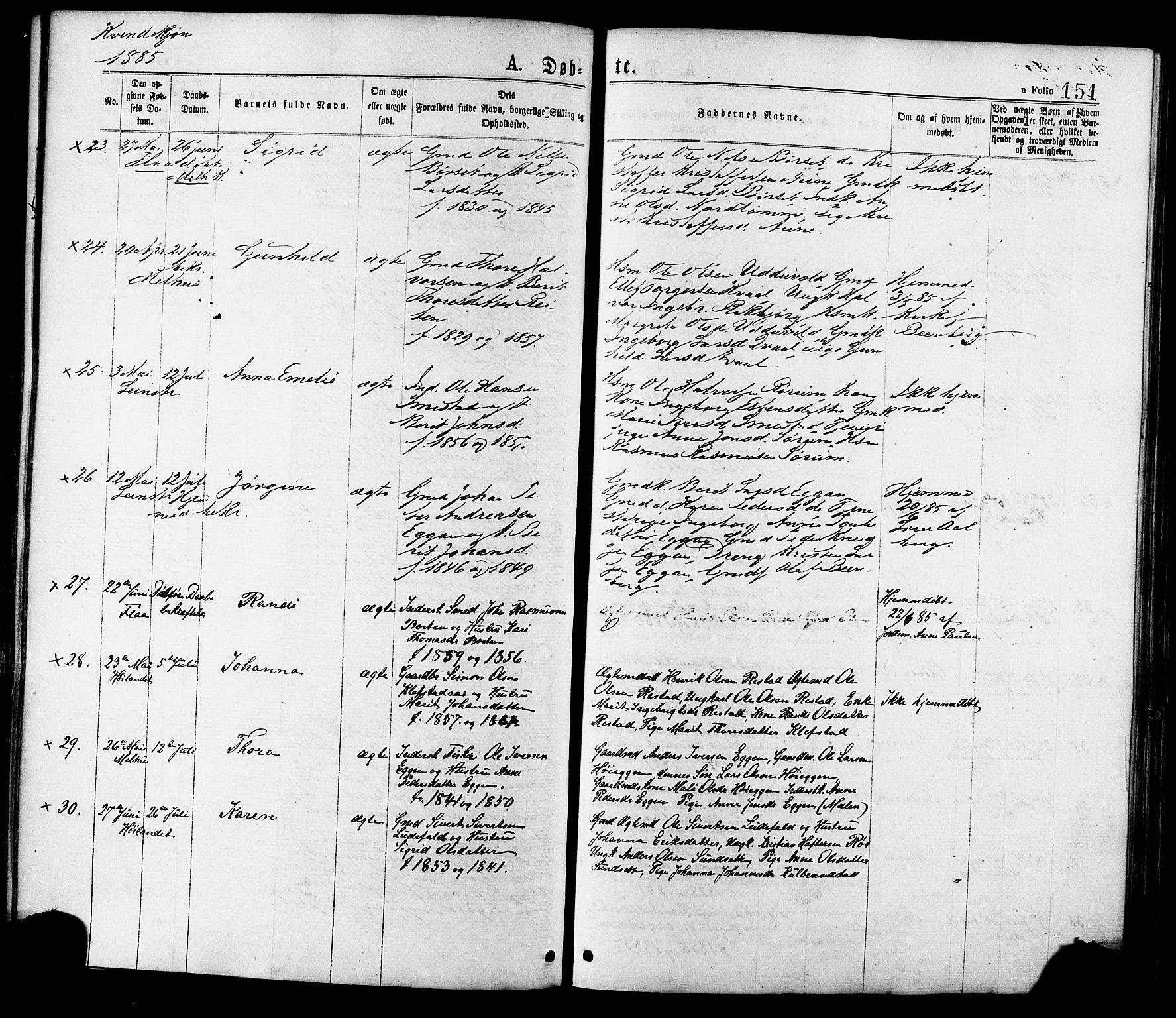 Ministerialprotokoller, klokkerbøker og fødselsregistre - Sør-Trøndelag, SAT/A-1456/691/L1079: Ministerialbok nr. 691A11, 1873-1886, s. 151