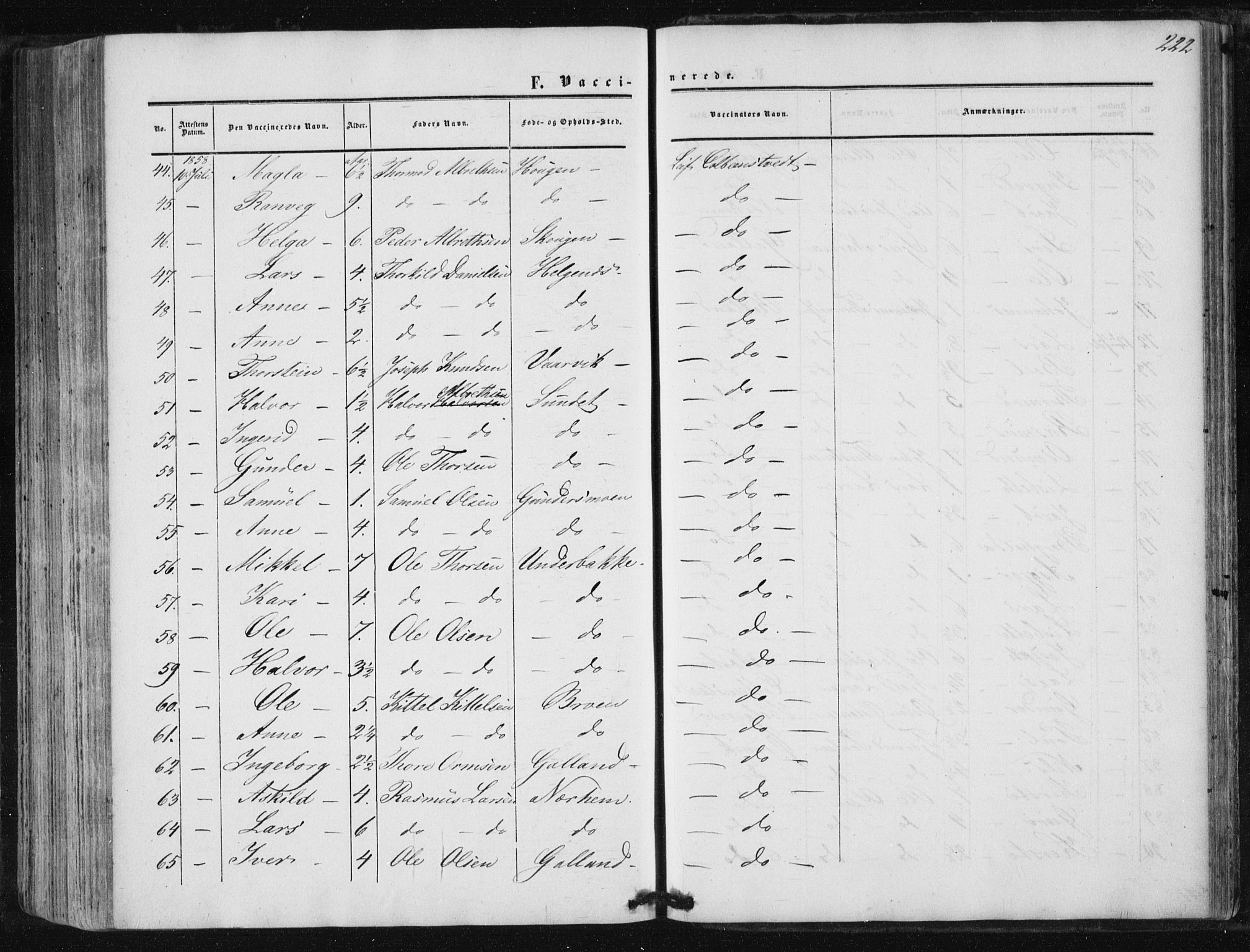 Suldal sokneprestkontor, AV/SAST-A-101845/01/IV/L0009: Ministerialbok nr. A 9, 1854-1868, s. 222