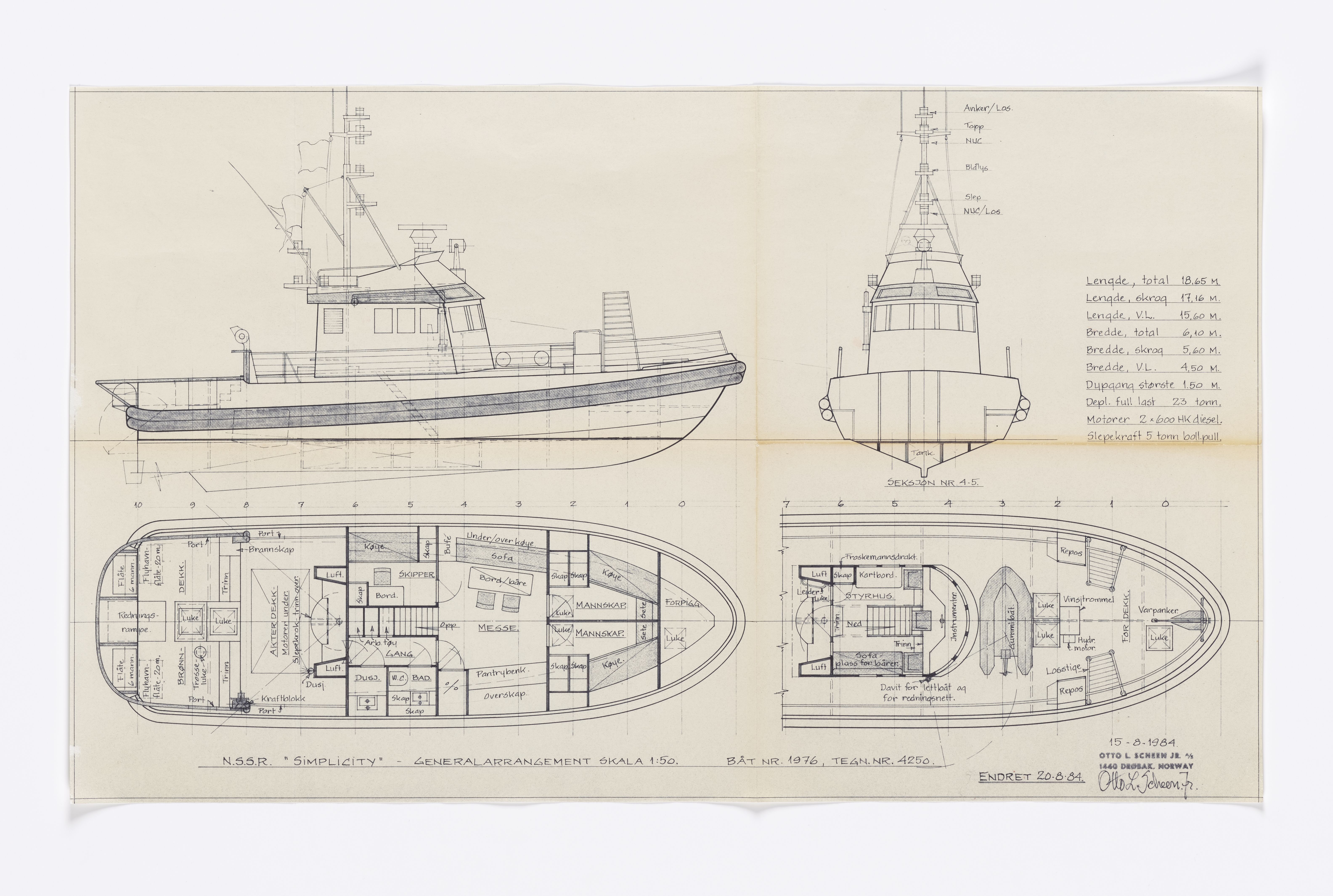 Furuholmen & Scheen, AFM/OM-1003/T/Ta/L0009/0002: Redningsfartøy / Scheen, 1984-1995