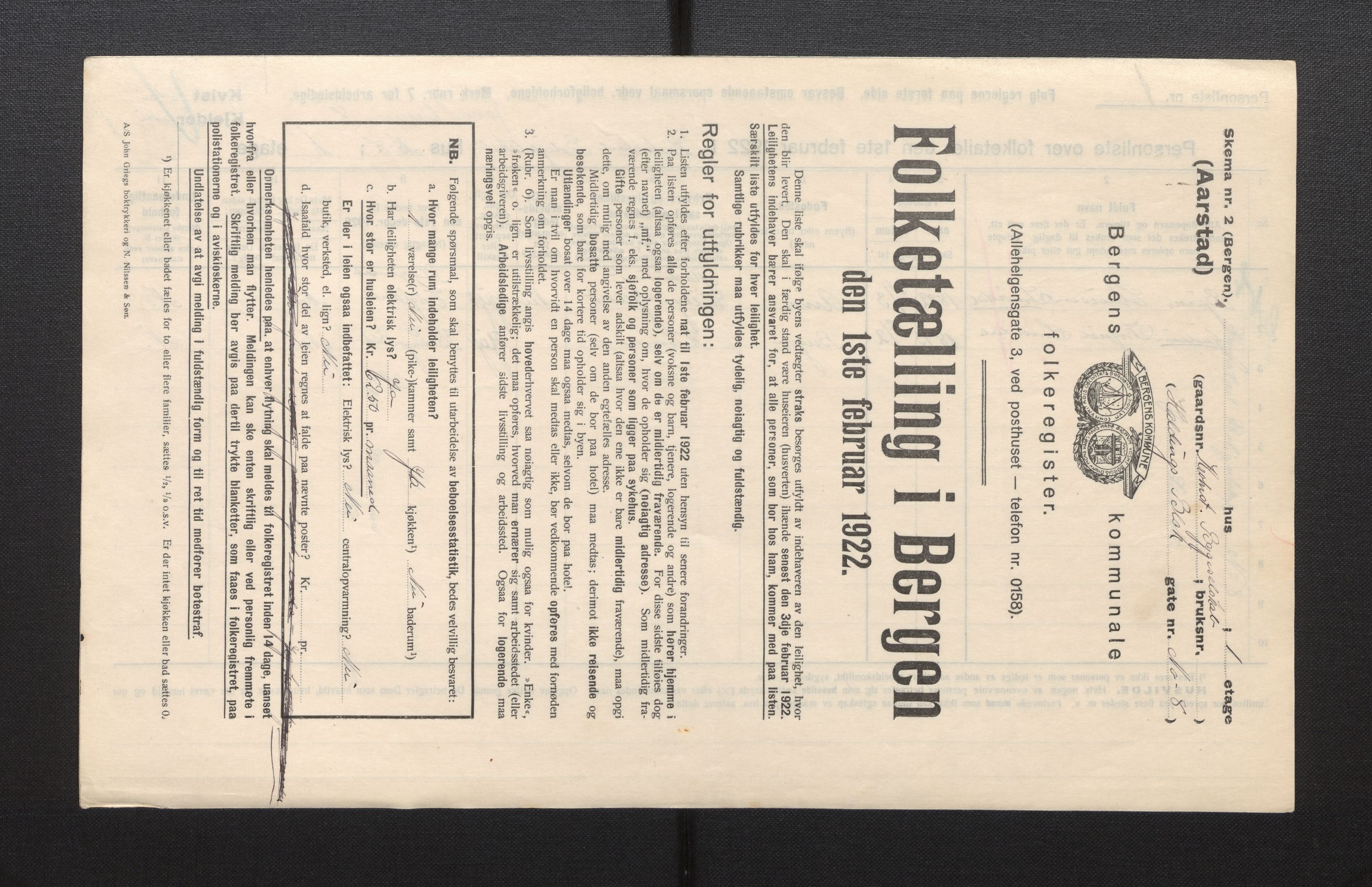SAB, Kommunal folketelling 1922 for Bergen kjøpstad, 1922, s. 54311