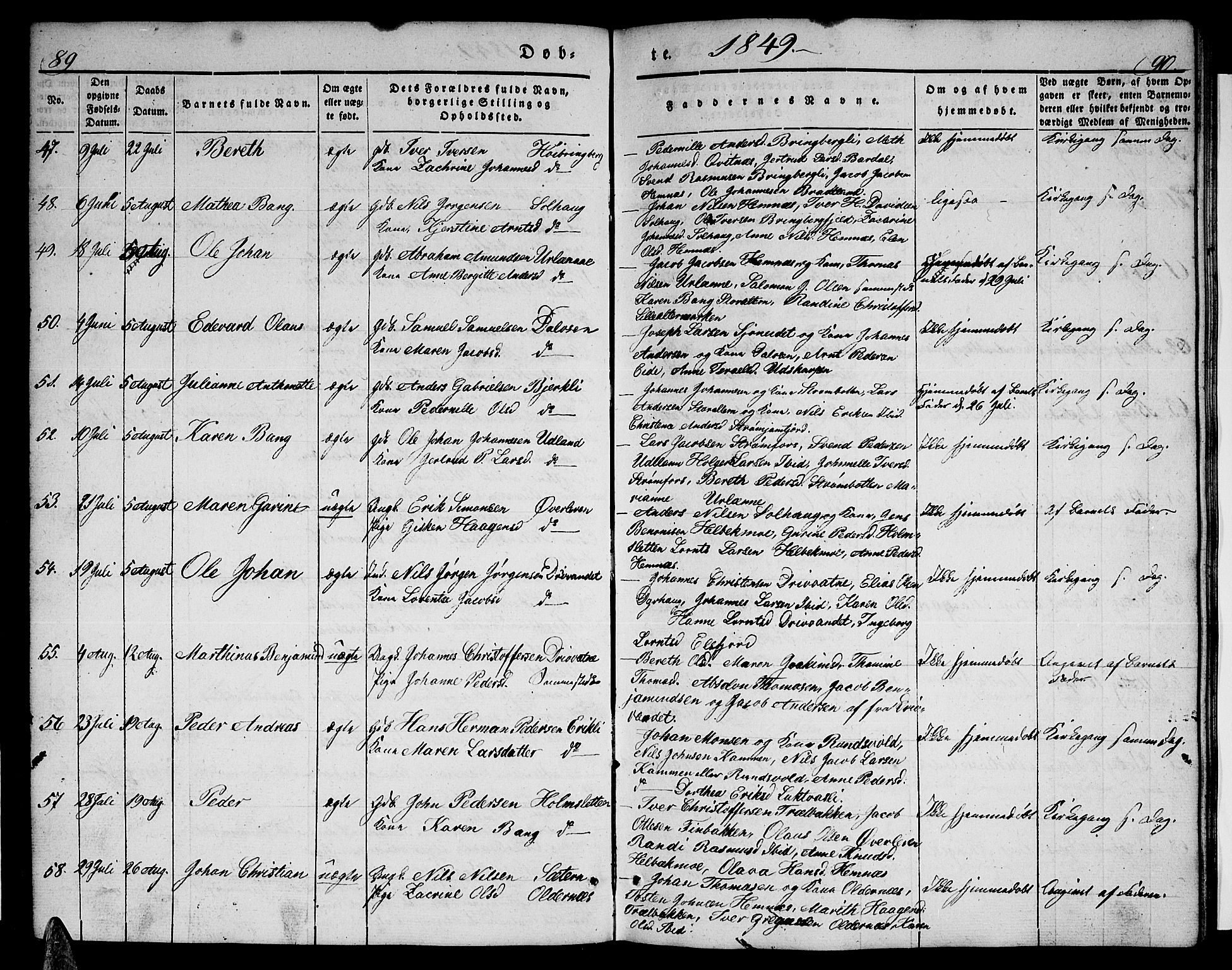 Ministerialprotokoller, klokkerbøker og fødselsregistre - Nordland, AV/SAT-A-1459/825/L0364: Klokkerbok nr. 825C01, 1841-1863, s. 89-90