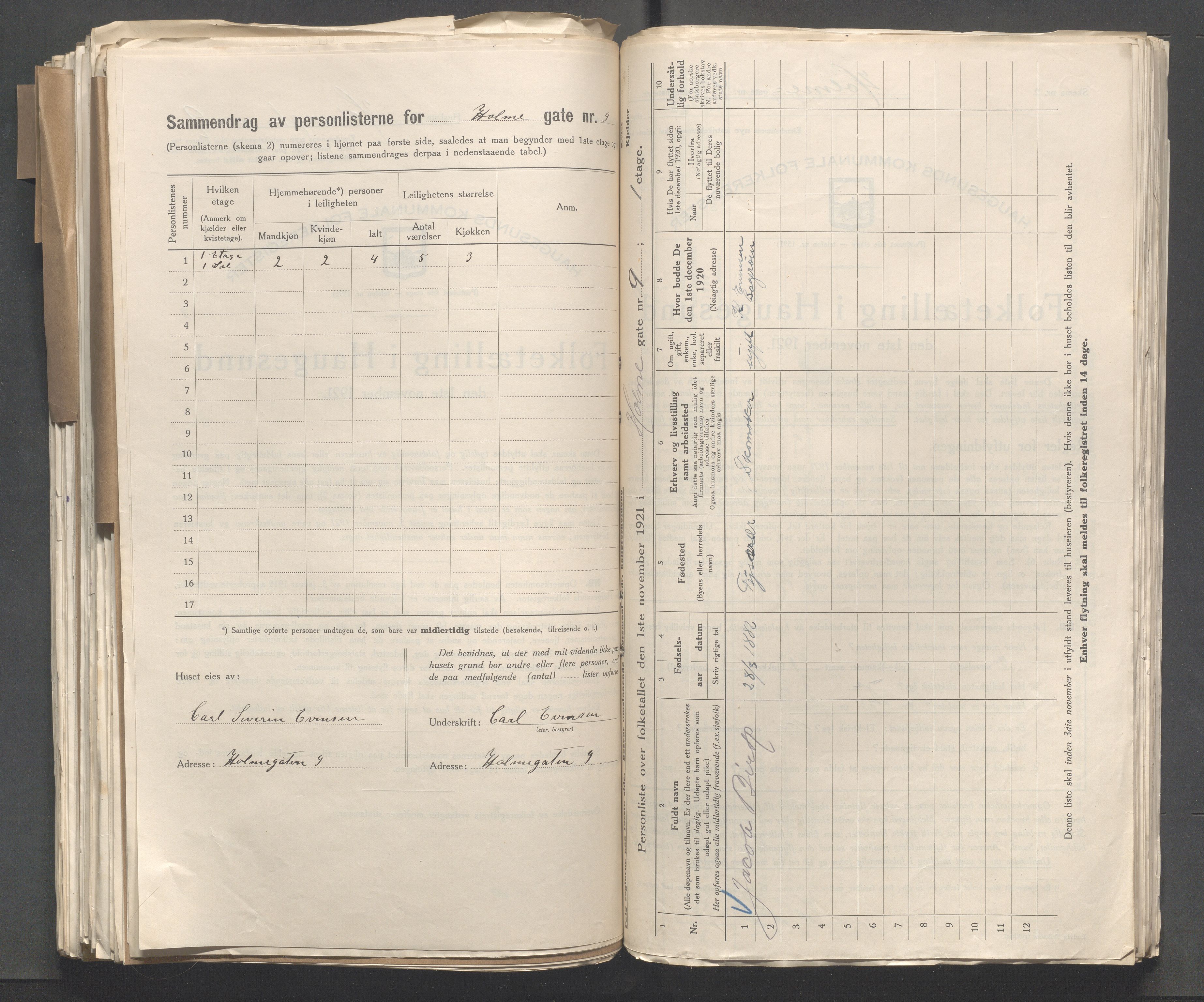 IKAR, Kommunal folketelling 1.11.1921 for Haugesund, 1921, s. 6125