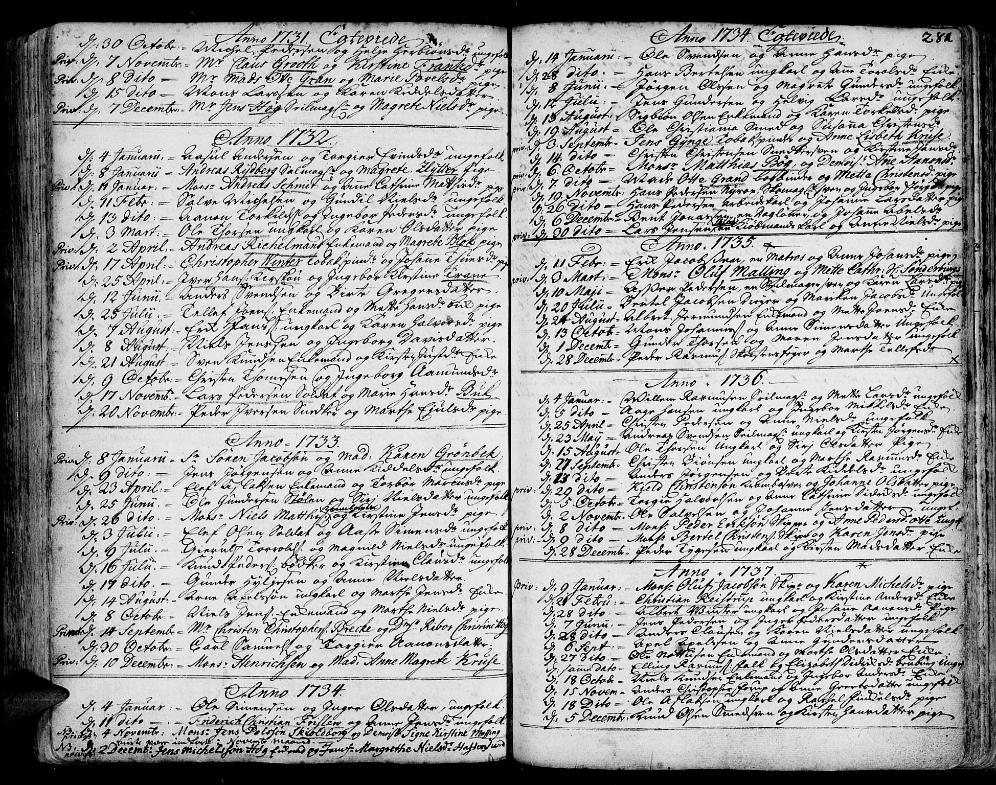 Arendal sokneprestkontor, Trefoldighet, AV/SAK-1111-0040/F/Fa/L0001: Ministerialbok nr. A 1, 1703-1815, s. 357