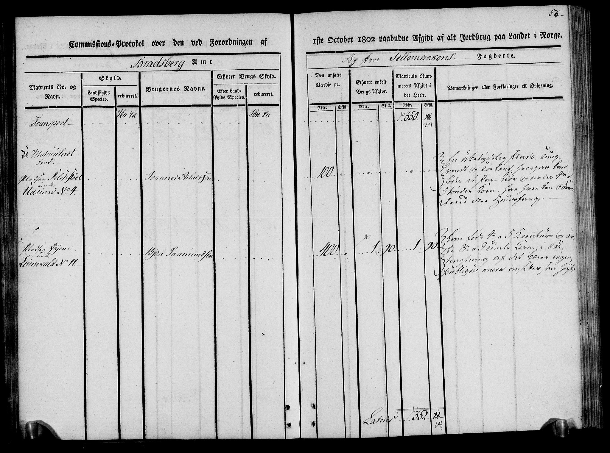 Rentekammeret inntil 1814, Realistisk ordnet avdeling, AV/RA-EA-4070/N/Ne/Nea/L0075: Øvre Telemarken fogderi. Kommisjonsprotokoll for fogderiets vestre del - Kviteseid, Vinje, Moland [):Fyresdal] og Lårdal prestegjeld., 1803, s. 56