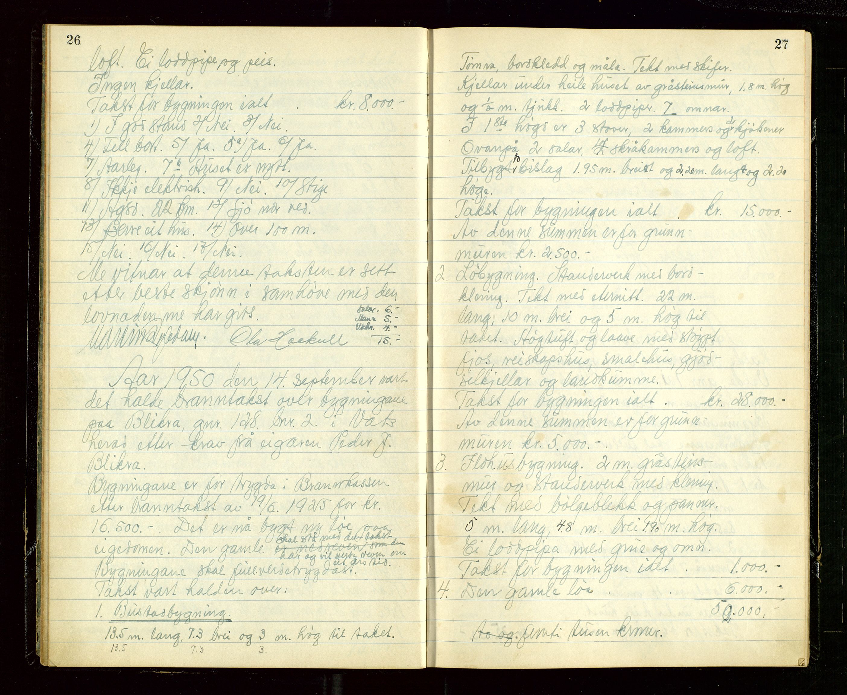 Skjold lensmannskontor, AV/SAST-A-100182/Goa/L0003: "Branntakstprotokoll for Skjold lensmannsdistrikt", 1949-1953, s. 26-27