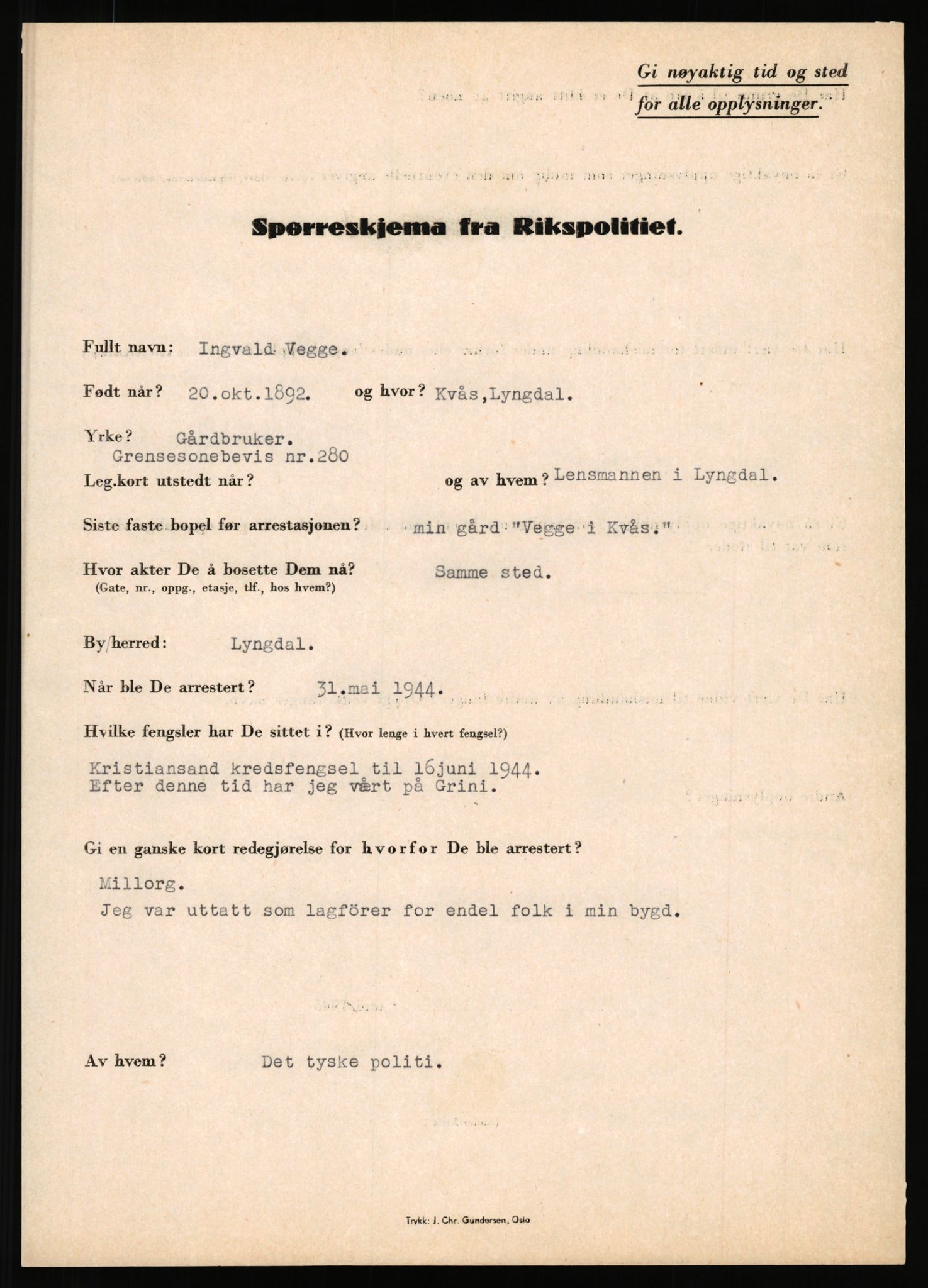 Rikspolitisjefen, AV/RA-S-1560/L/L0017: Tidemann, Hermann G. - Veum, Tjostolv, 1940-1945, s. 1021