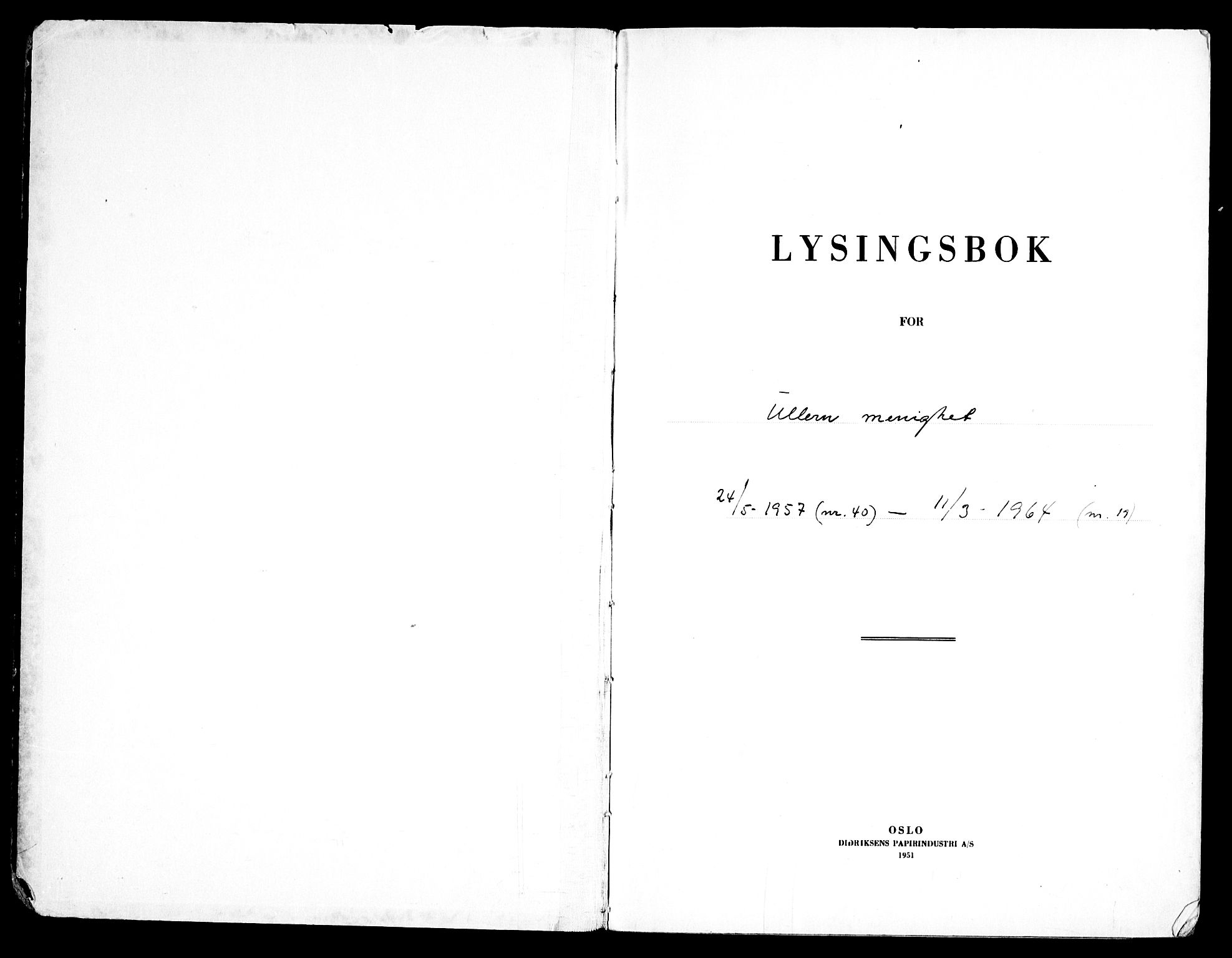 Ullern prestekontor Kirkebøker, AV/SAO-A-10740/H/L0007: Lysningsprotokoll nr. 7, 1957-1964