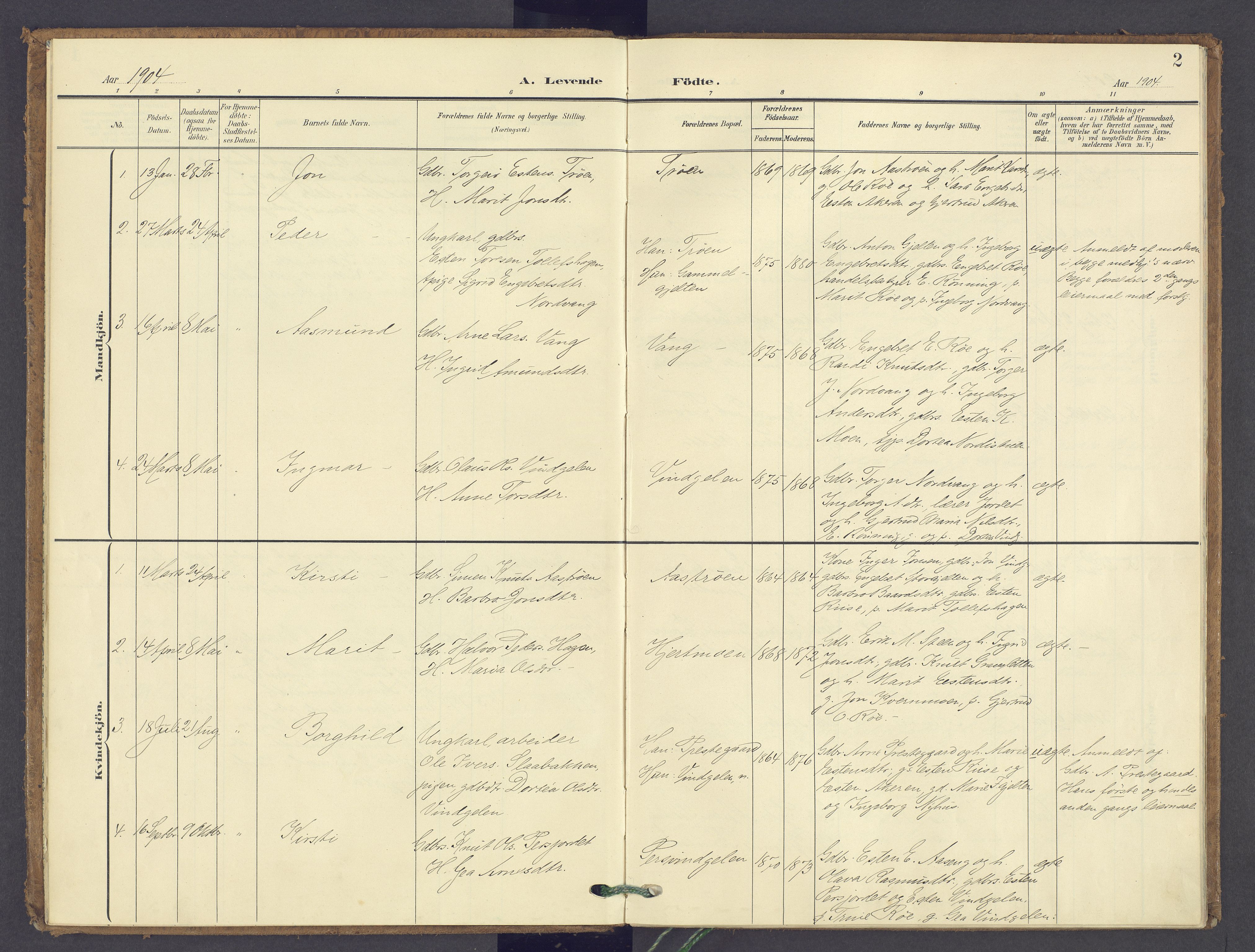 Tolga prestekontor, AV/SAH-PREST-062/K/L0015: Ministerialbok nr. 15, 1903-1946, s. 2