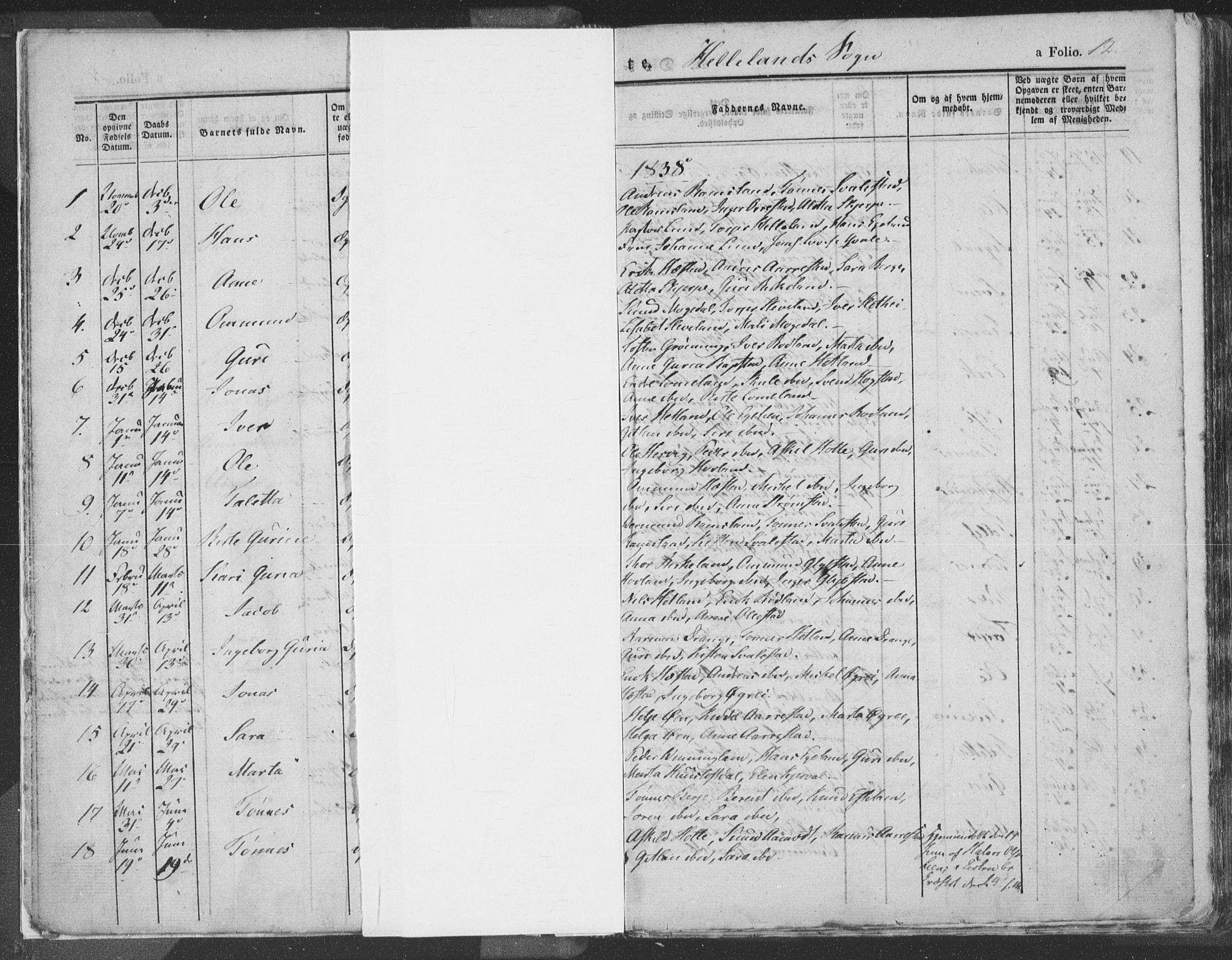 Helleland sokneprestkontor, AV/SAST-A-101810: Ministerialbok nr. A 6.1, 1834-1863, s. 12