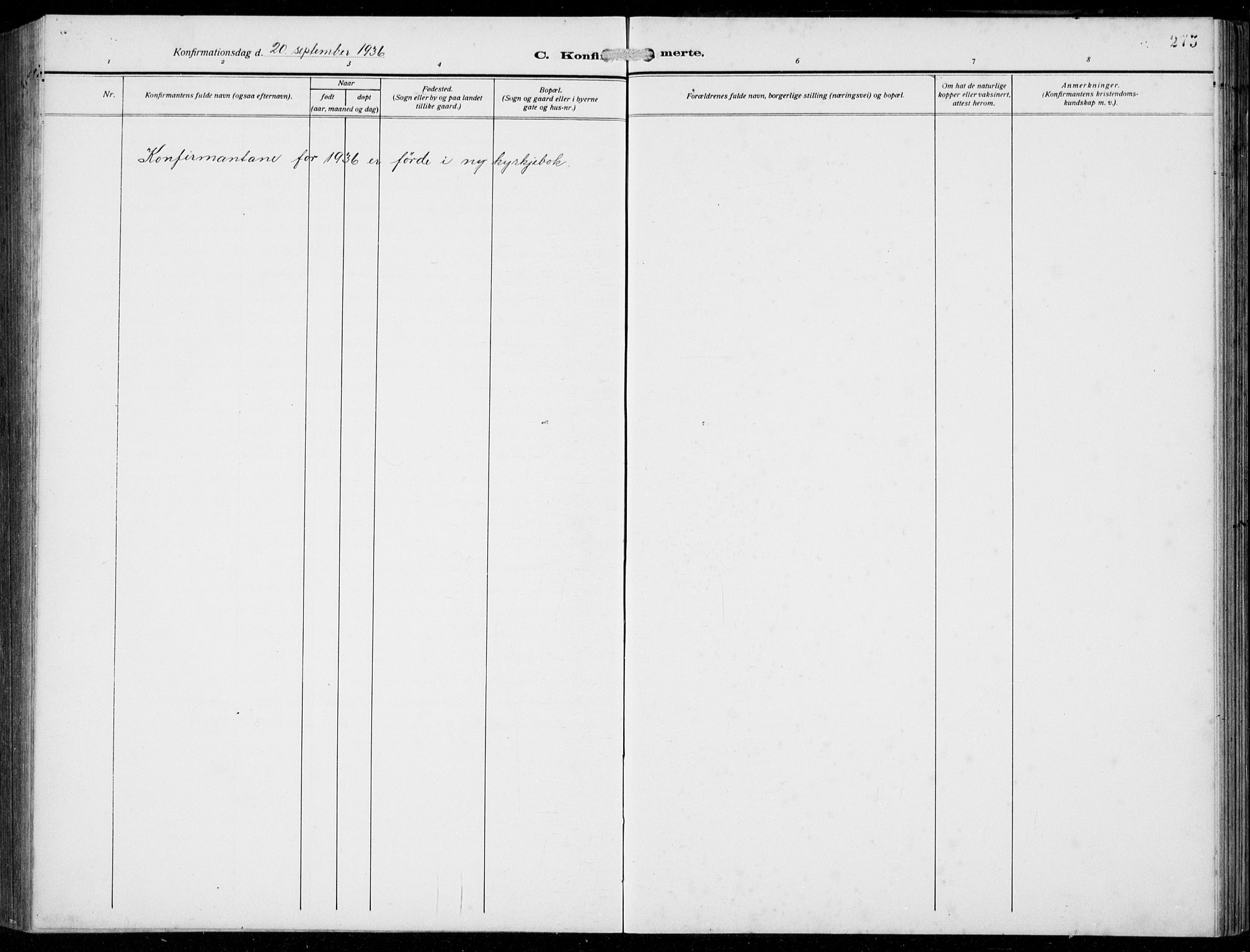 Fjell sokneprestembete, SAB/A-75301/H/Hab: Klokkerbok nr. A  6, 1918-1936, s. 275