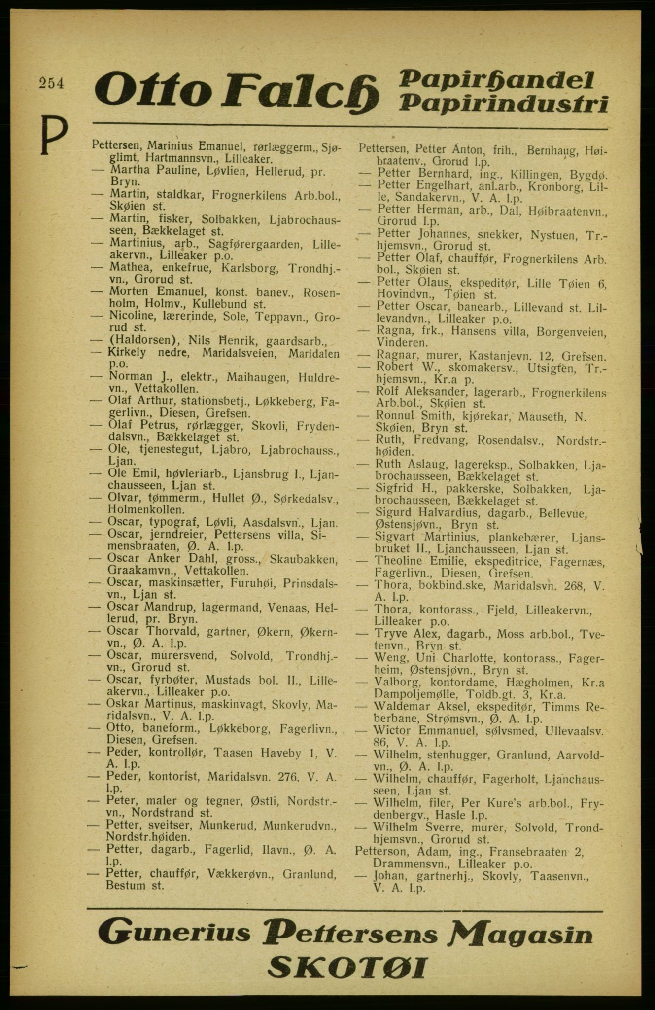 Aker adressebok/adressekalender, PUBL/001/A/002: Akers adressekalender, 1922, s. 254