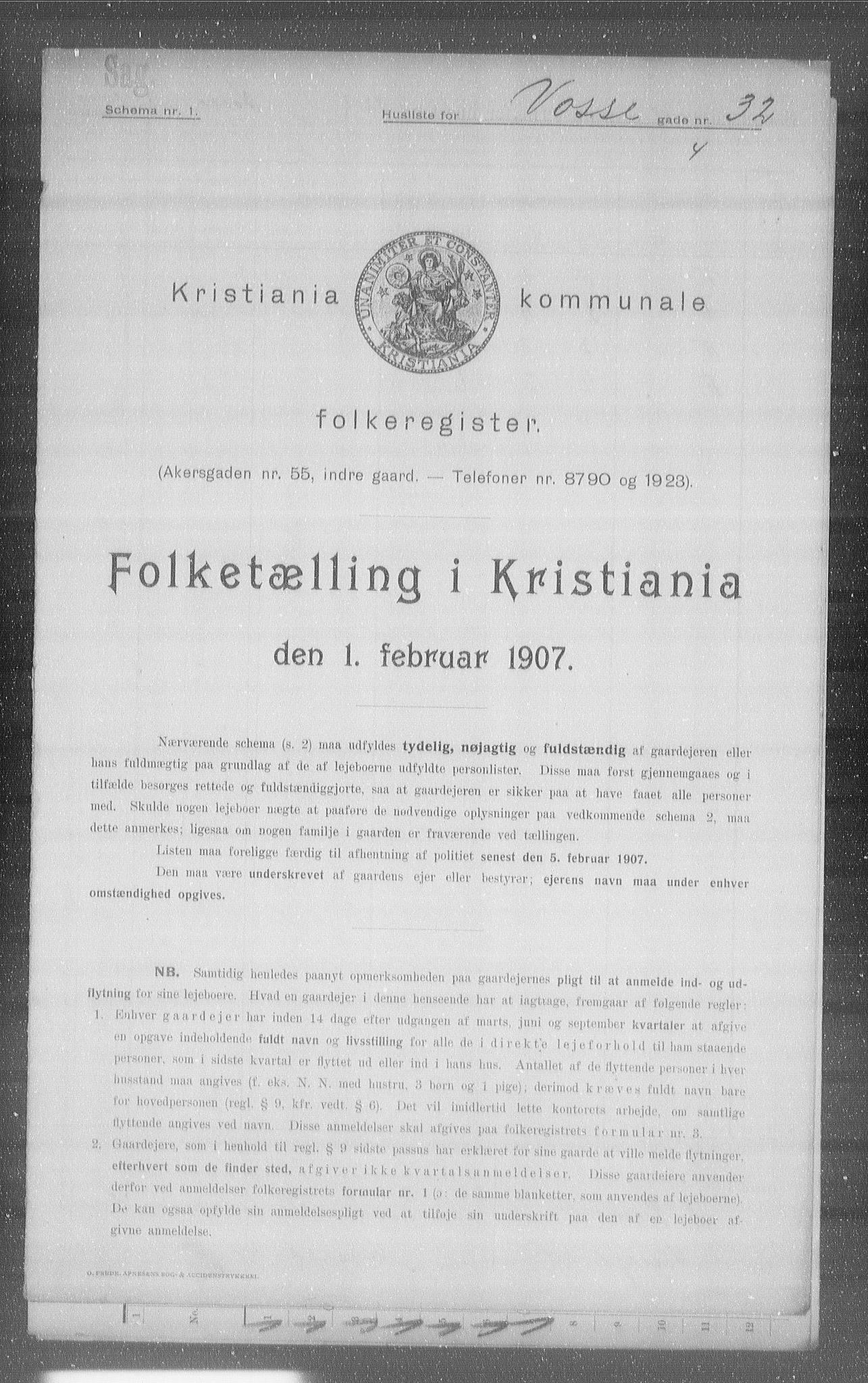 OBA, Kommunal folketelling 1.2.1907 for Kristiania kjøpstad, 1907, s. 63814