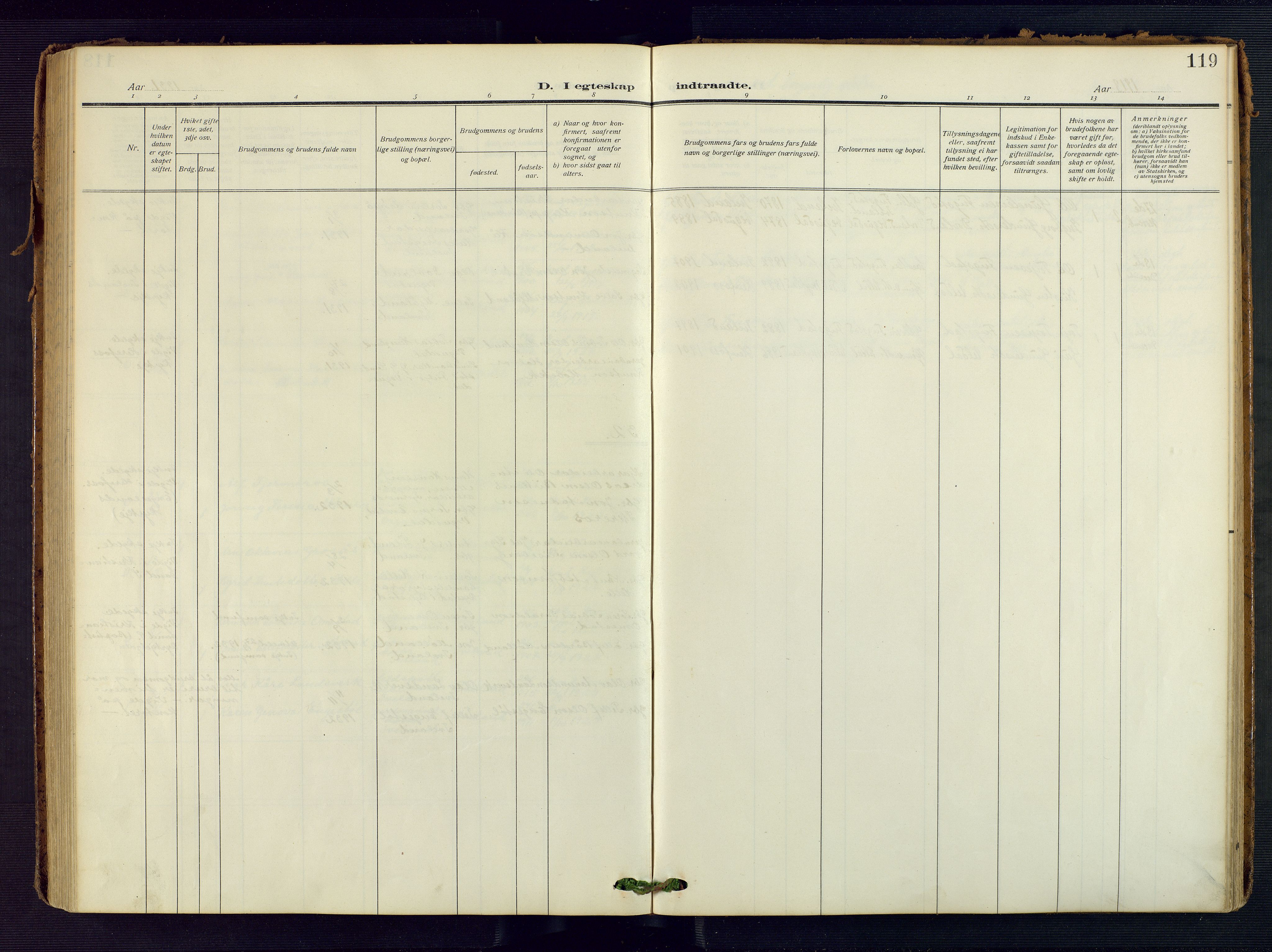 Evje sokneprestkontor, AV/SAK-1111-0008/F/Fa/Fac/L0004: Ministerialbok nr. A 4, 1910-1932, s. 119