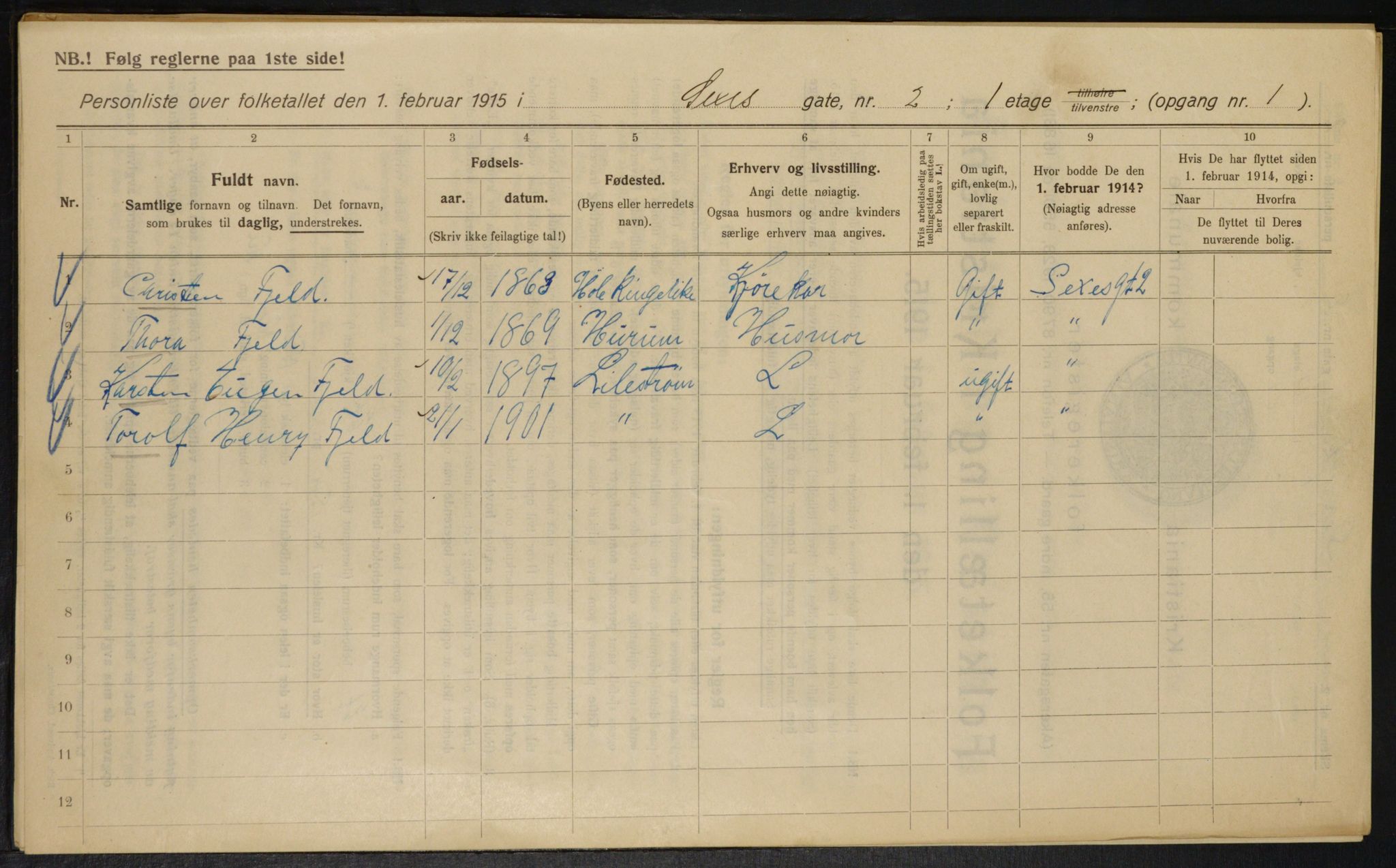 OBA, Kommunal folketelling 1.2.1915 for Kristiania, 1915, s. 94410