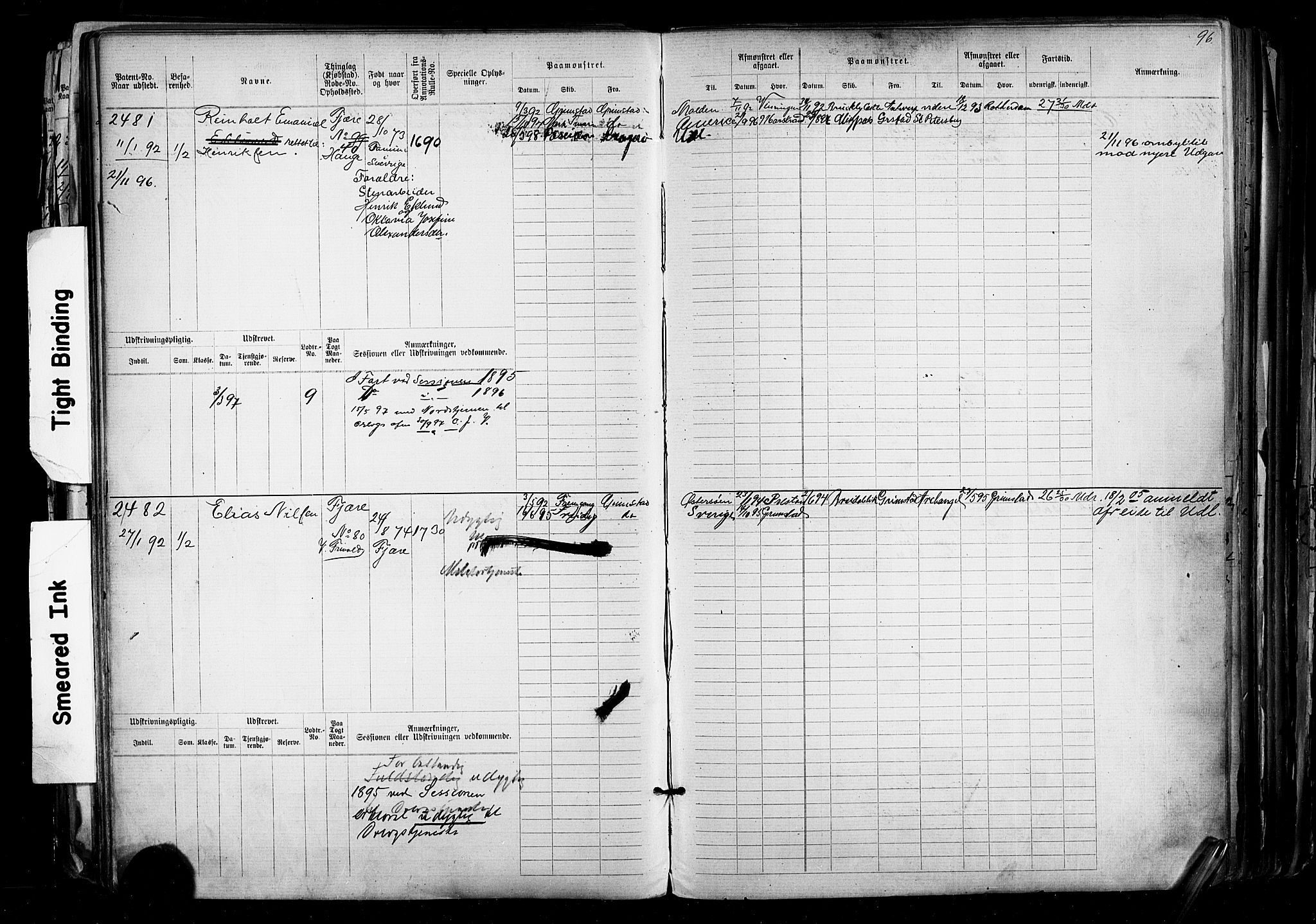 Grimstad mønstringskrets, AV/SAK-2031-0013/F/Fb/L0012: Hovedrulle nr 2291-3051, V-25, 1889-1900, s. 106