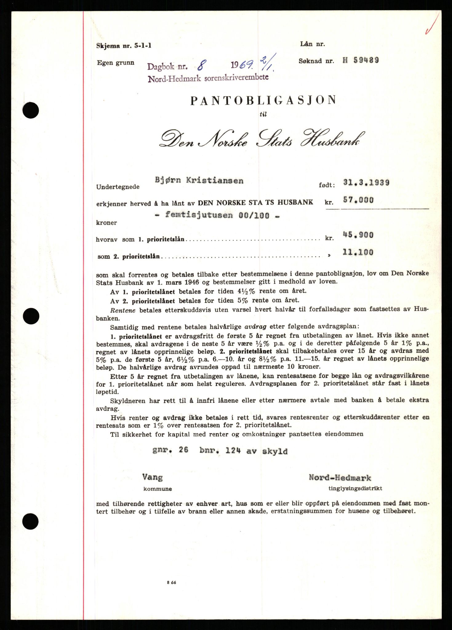 Nord-Hedmark sorenskriveri, SAH/TING-012/H/Hb/Hbf/L0077: Pantebok nr. B77, 1968-1969, Dagboknr: 8/1969