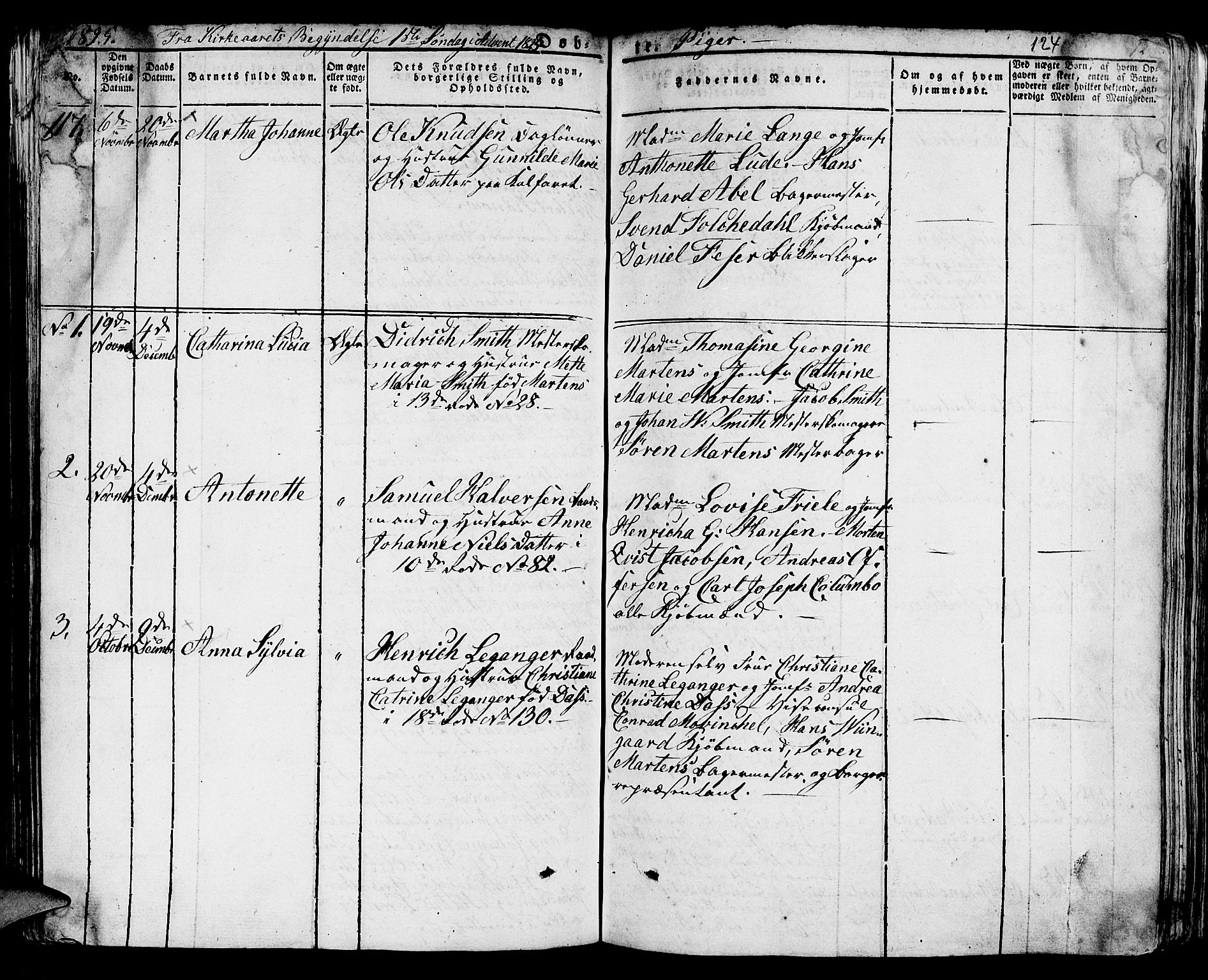 Domkirken sokneprestembete, AV/SAB-A-74801/H/Hab/L0005: Klokkerbok nr. A 5, 1821-1830, s. 124