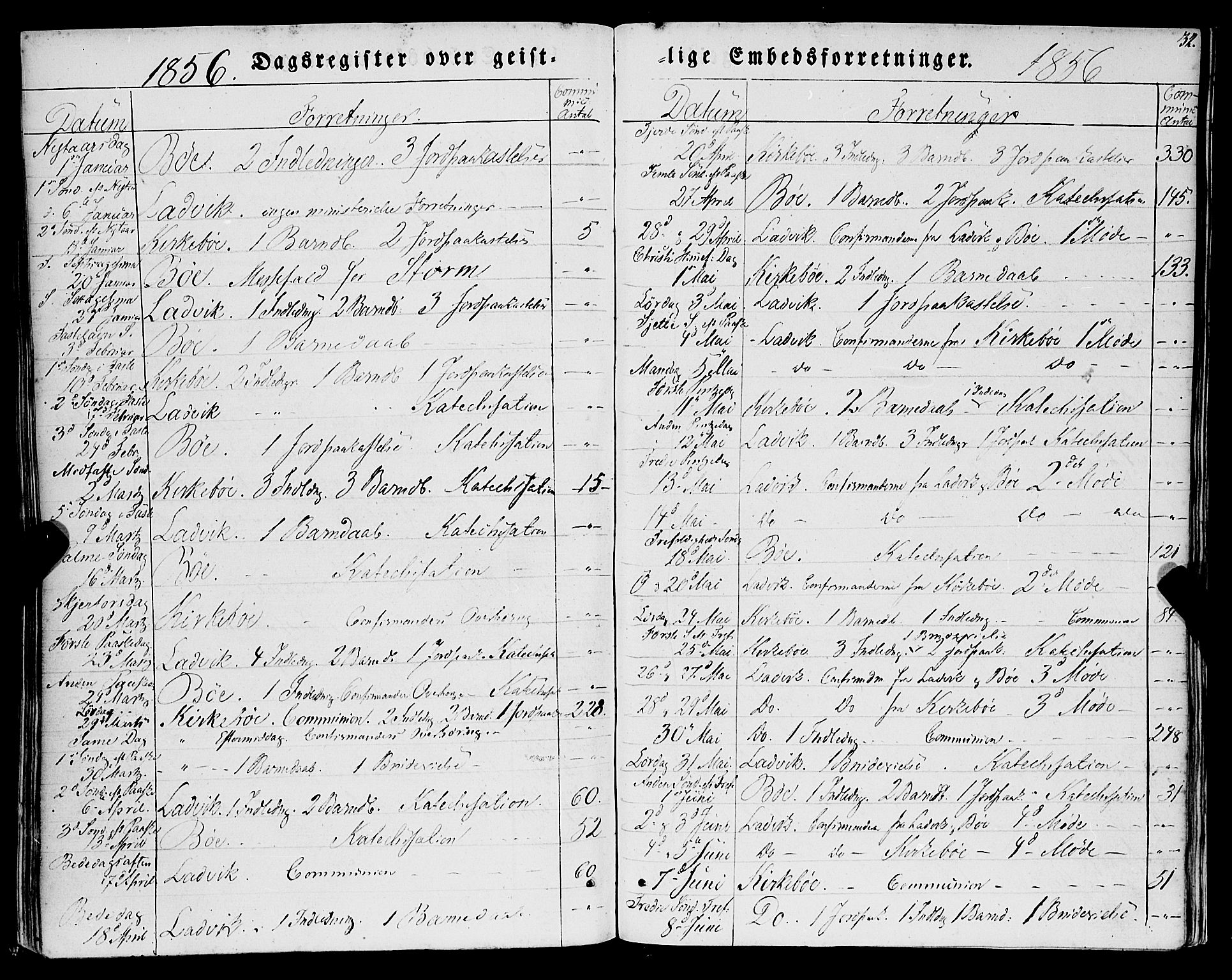 Lavik sokneprestembete, SAB/A-80901: Ministerialbok nr. A 3, 1843-1863, s. 32
