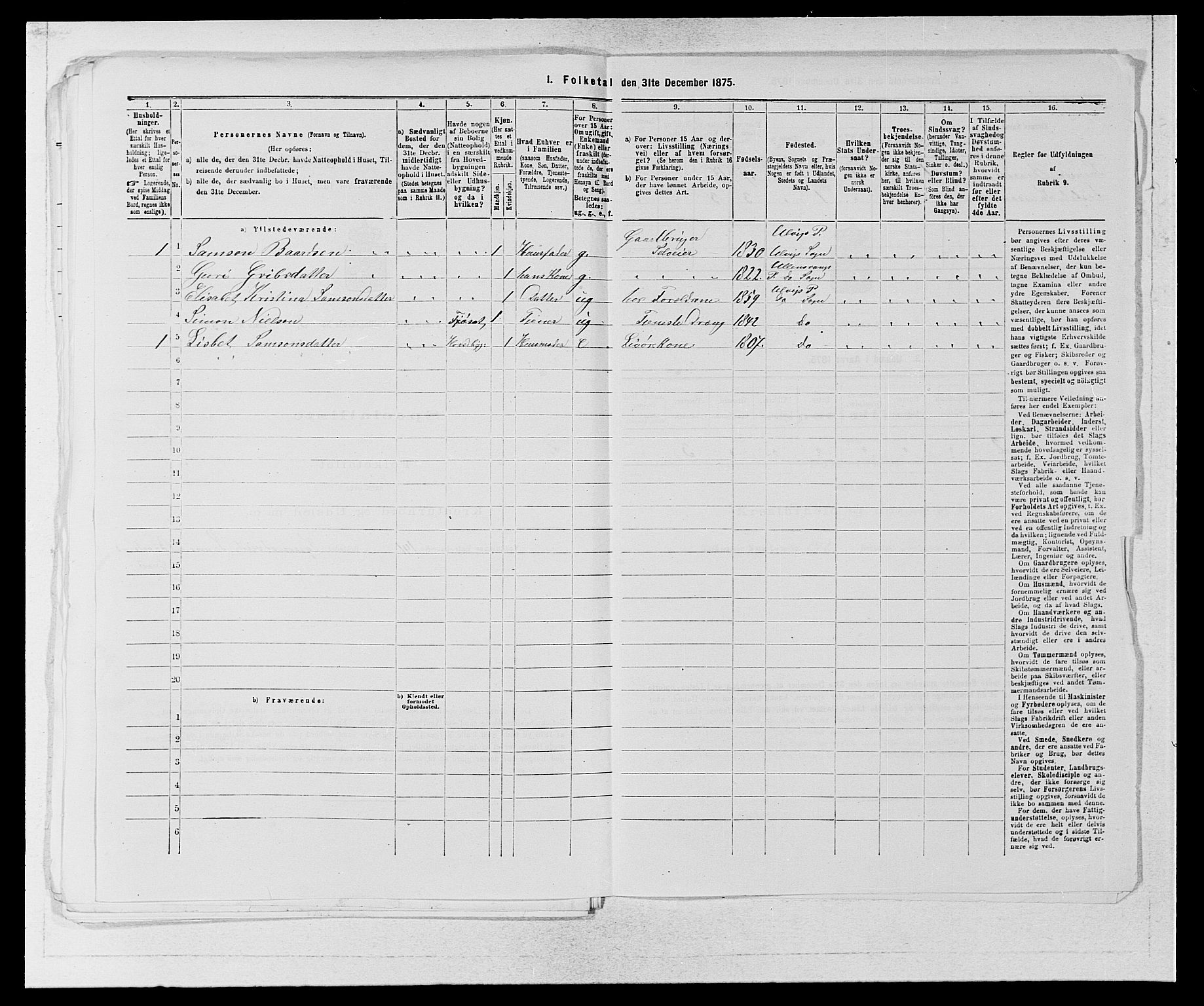 SAB, Folketelling 1875 for 1233P Ulvik prestegjeld, 1875, s. 615