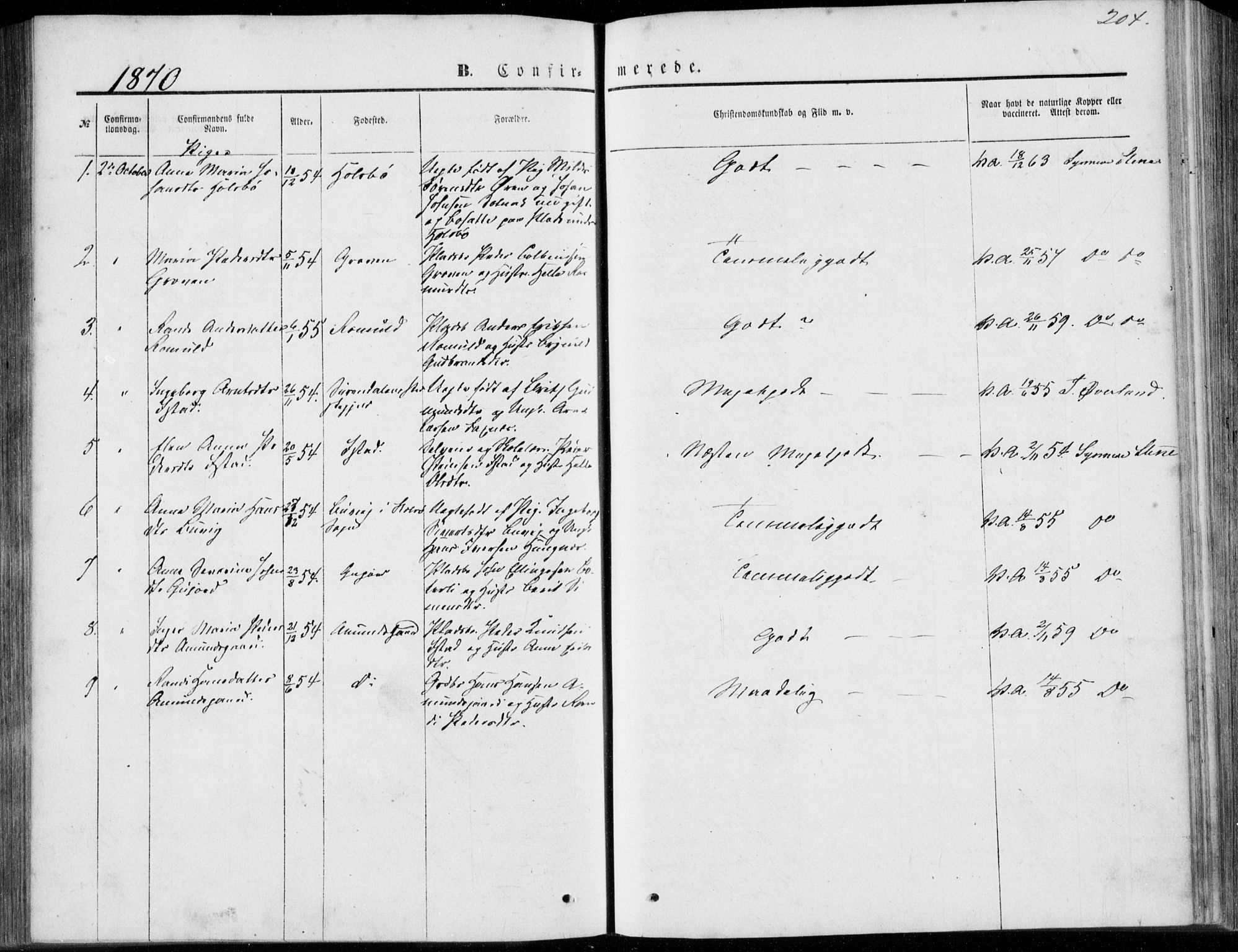 Ministerialprotokoller, klokkerbøker og fødselsregistre - Møre og Romsdal, AV/SAT-A-1454/557/L0681: Ministerialbok nr. 557A03, 1869-1886, s. 204