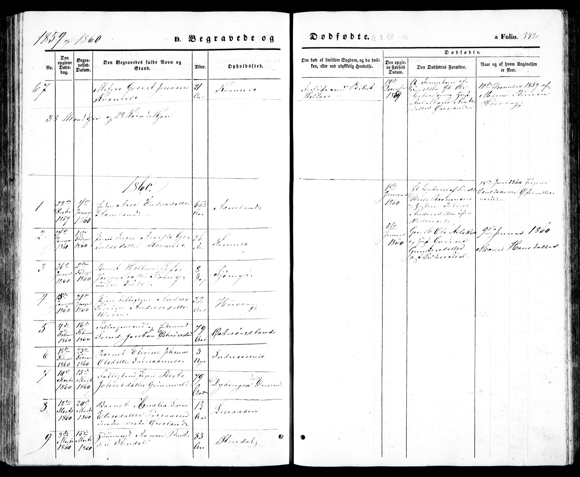 Høvåg sokneprestkontor, SAK/1111-0025/F/Fb/L0002: Klokkerbok nr. B 2, 1847-1869, s. 342