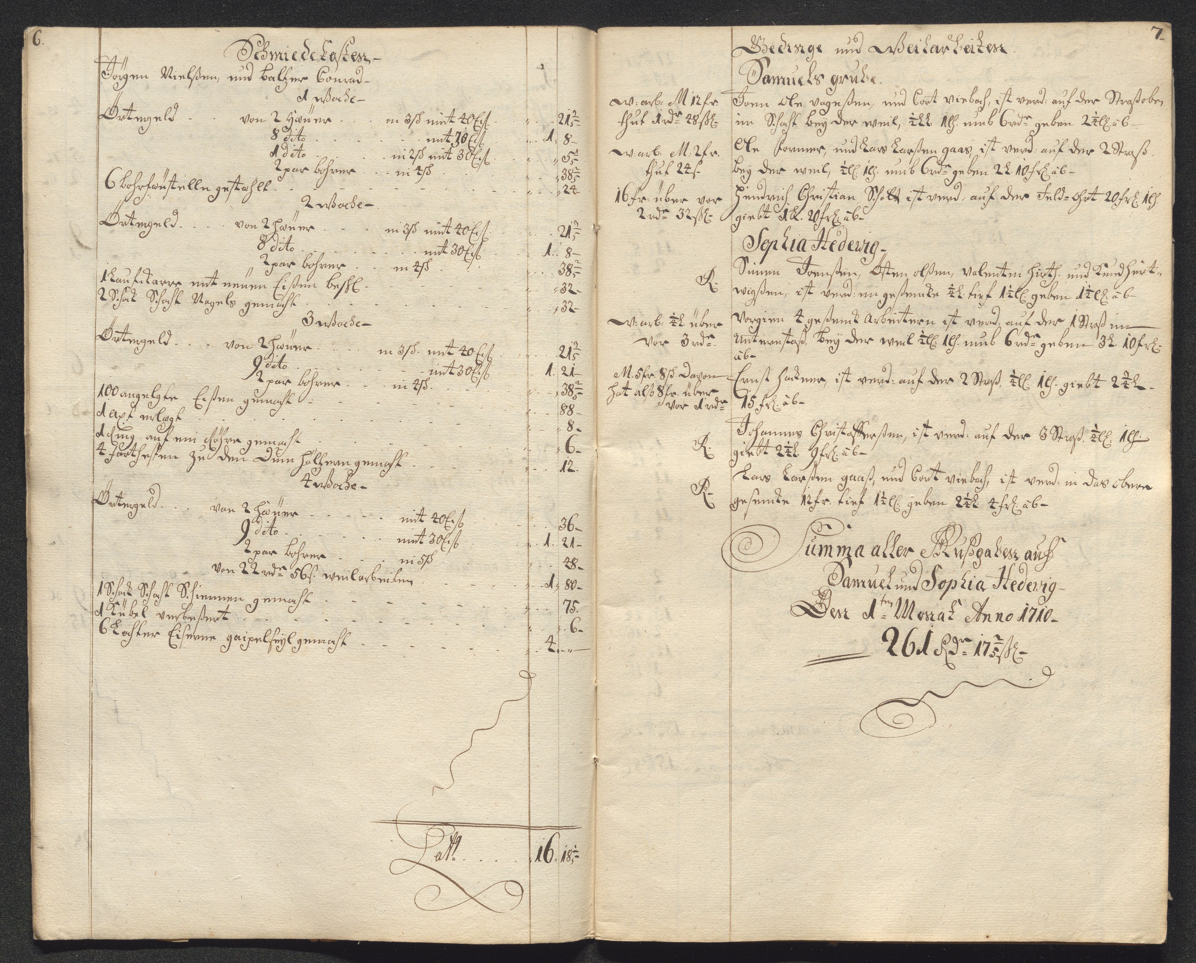 Kongsberg Sølvverk 1623-1816, AV/SAKO-EA-3135/001/D/Dc/Dcd/L0099: Utgiftsregnskap for gruver m.m., 1710, s. 7