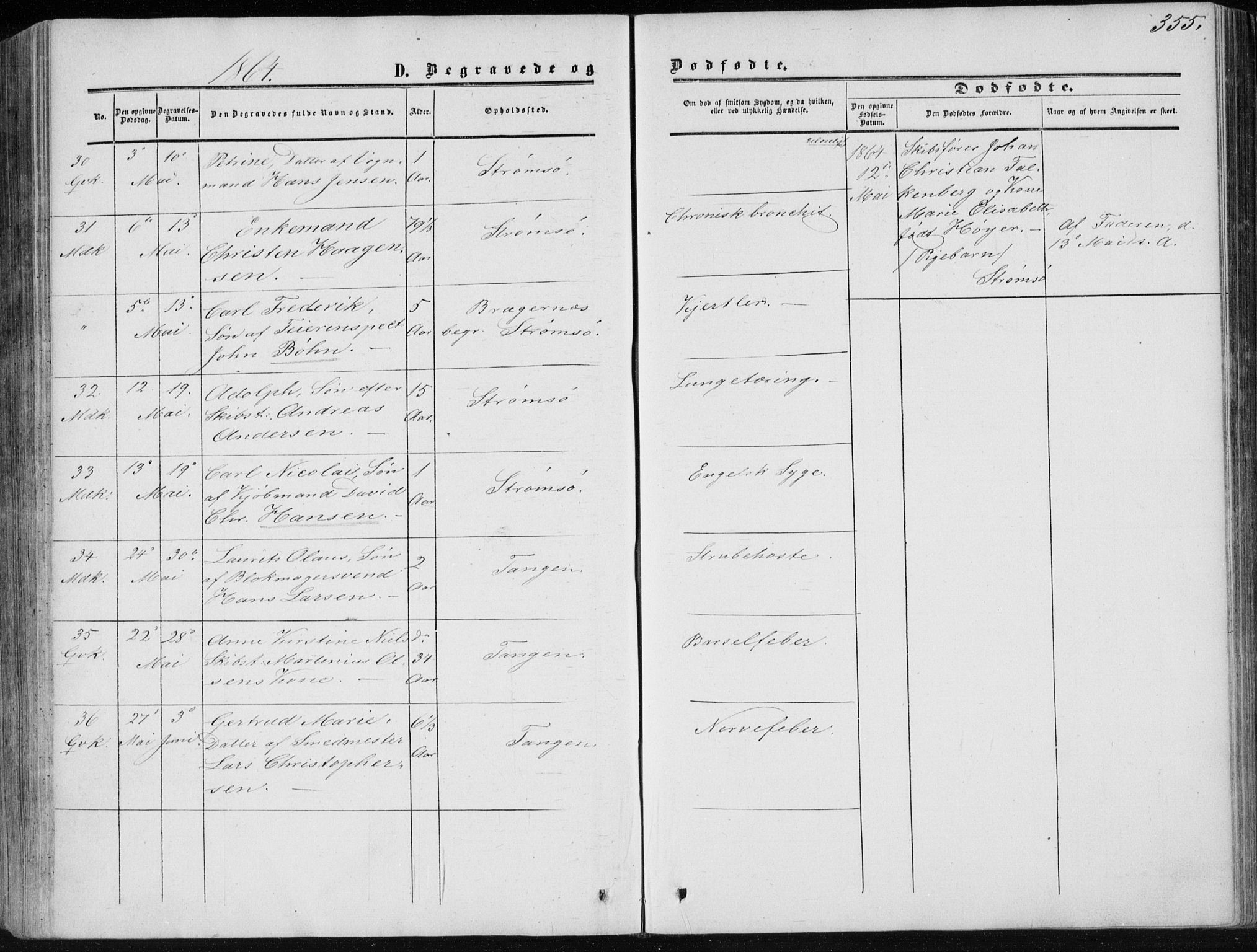 Strømsø kirkebøker, AV/SAKO-A-246/F/Fa/L0015: Ministerialbok nr. I 15, 1859-1868, s. 355