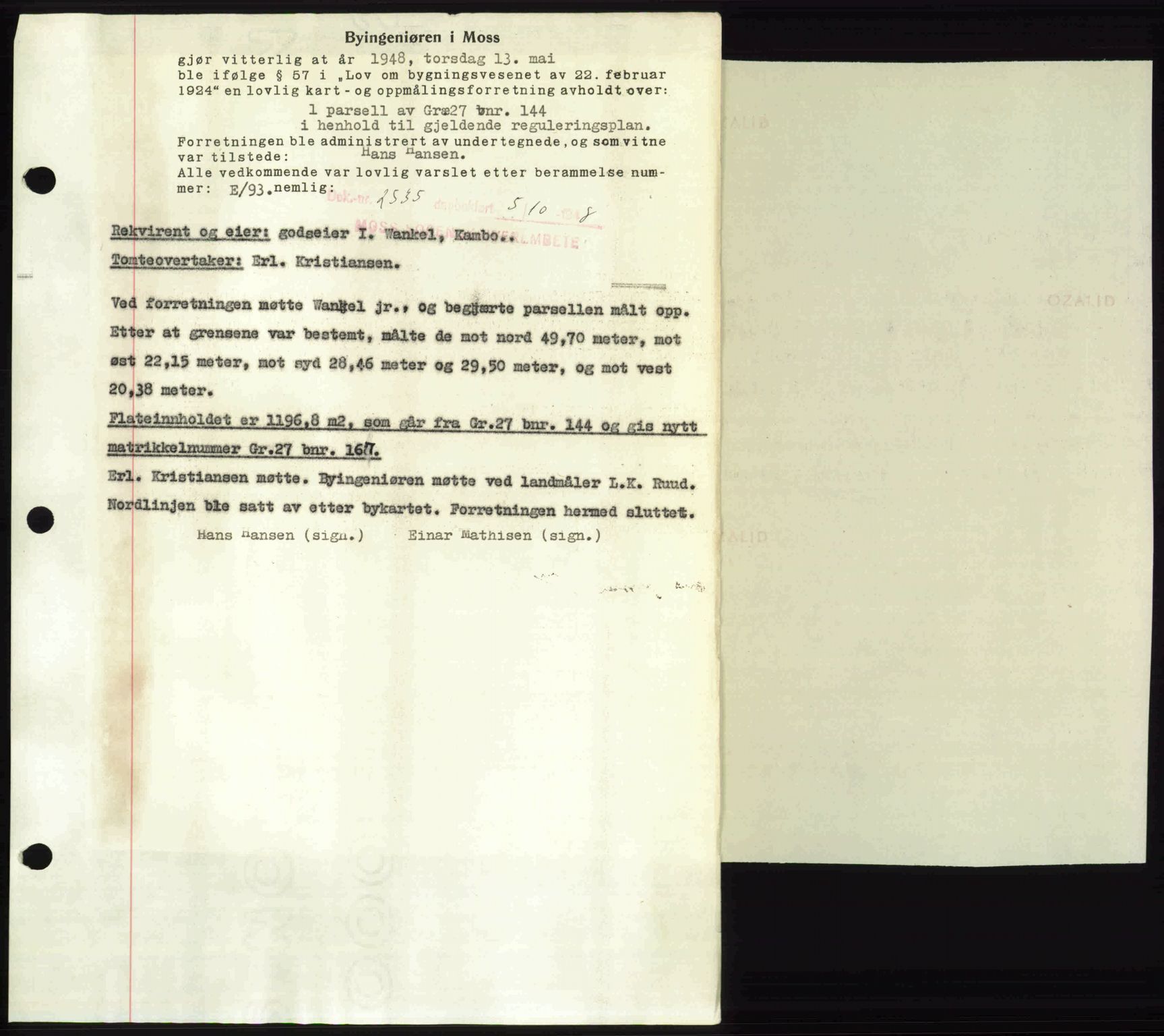 Moss sorenskriveri, SAO/A-10168: Pantebok nr. A20, 1948-1948, Dagboknr: 2535/1948