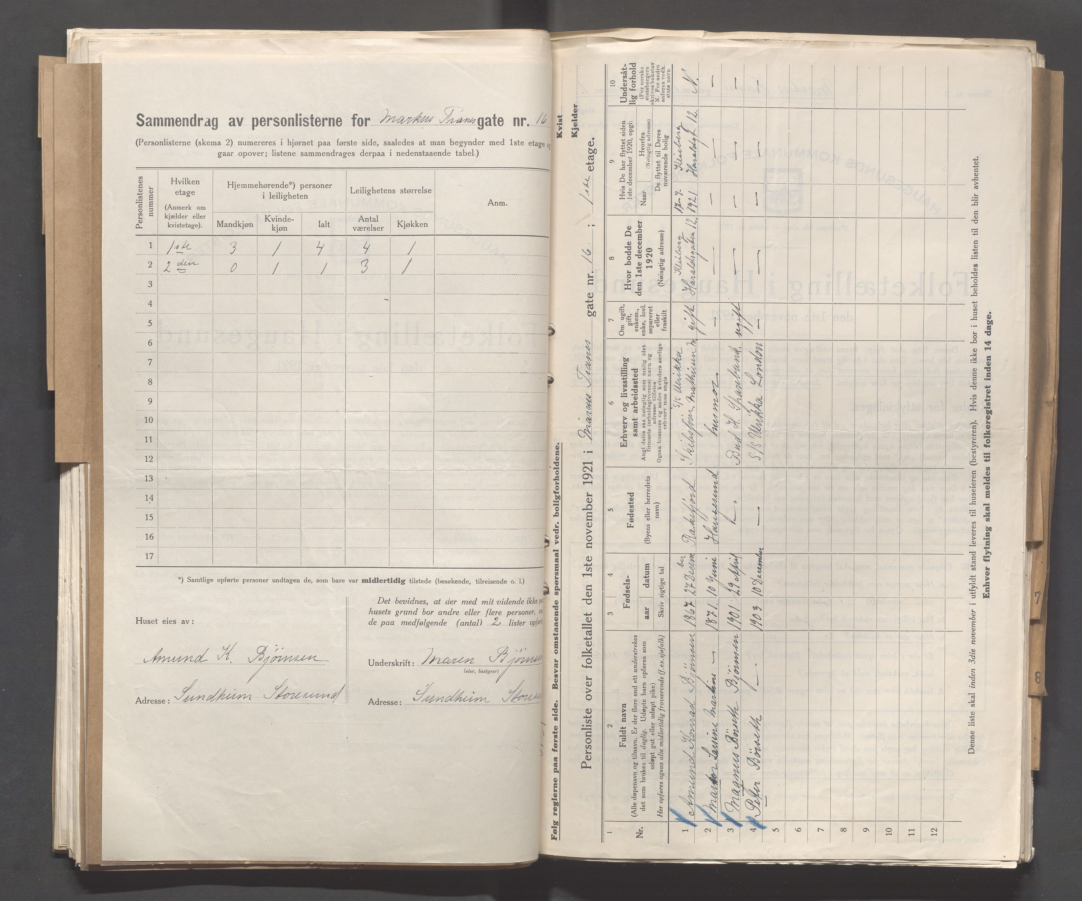 IKAR, Kommunal folketelling 1.11.1921 for Haugesund, 1921, s. 3061
