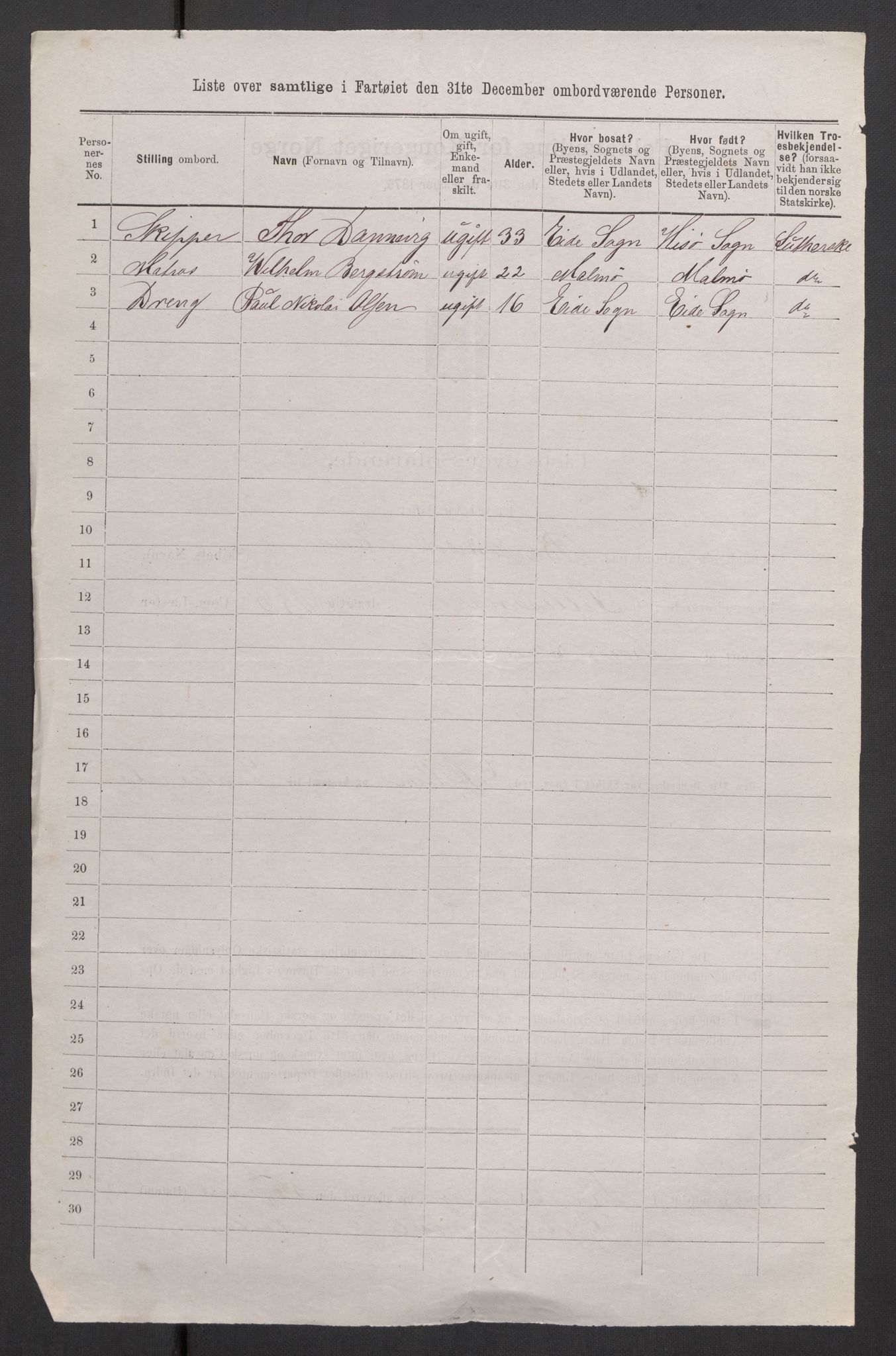 RA, Folketelling 1875, skipslister: Skip i utenrikske havner, hjemmehørende i 1) byer og ladesteder, Grimstad - Tromsø, 2) landdistrikter, 1875, s. 190