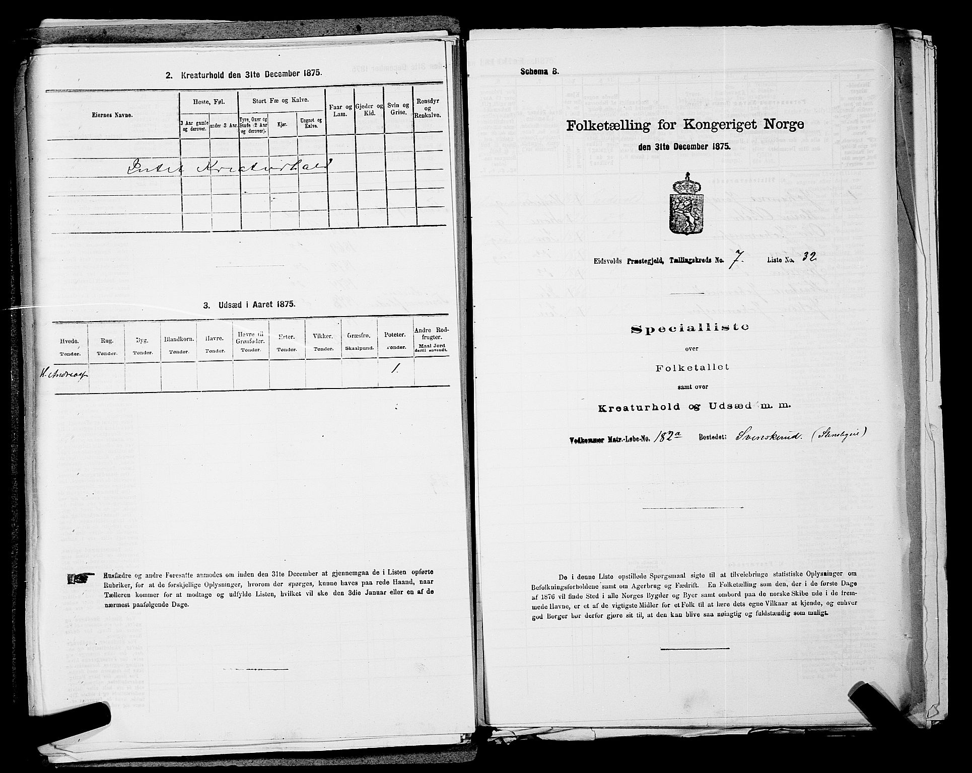 RA, Folketelling 1875 for 0237P Eidsvoll prestegjeld, 1875, s. 1062