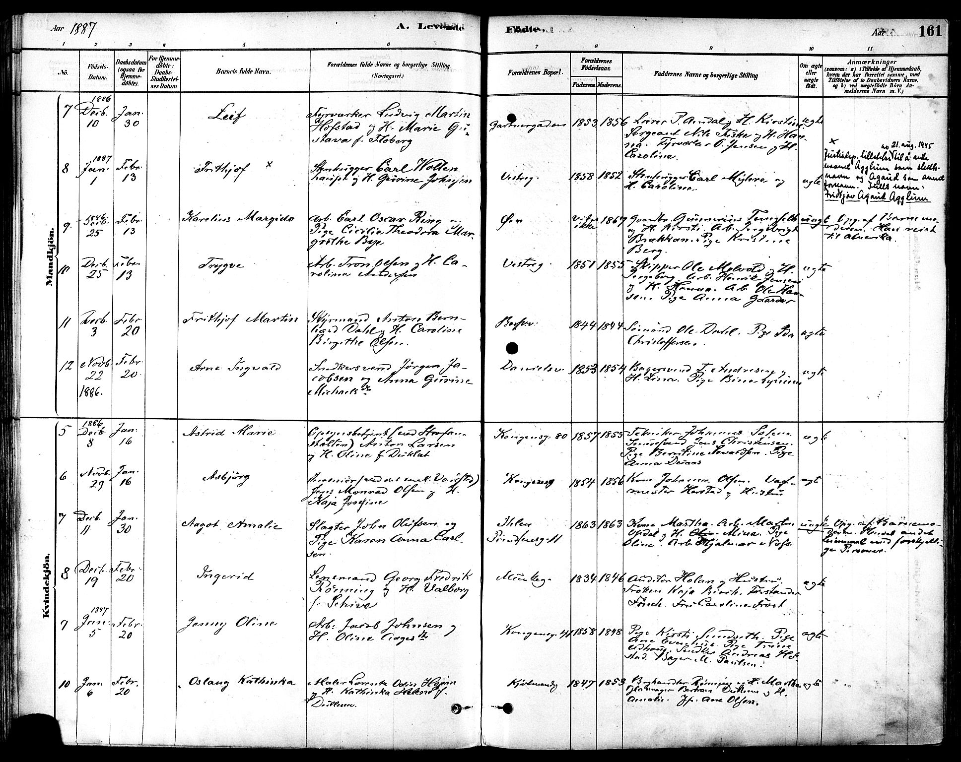 Ministerialprotokoller, klokkerbøker og fødselsregistre - Sør-Trøndelag, AV/SAT-A-1456/601/L0057: Ministerialbok nr. 601A25, 1877-1891, s. 161