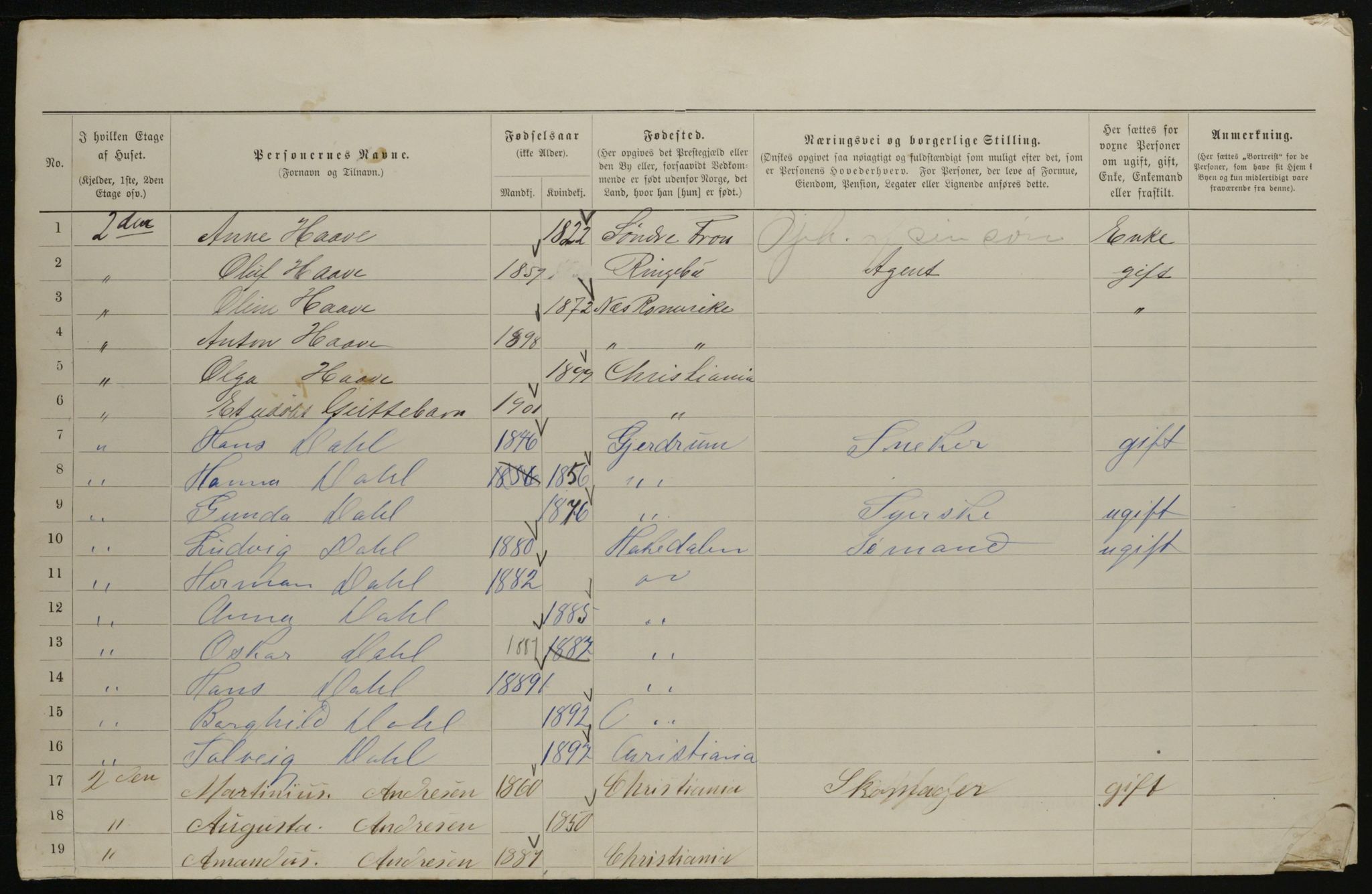 OBA, Kommunal folketelling 31.12.1901 for Kristiania kjøpstad, 1901, s. 2894
