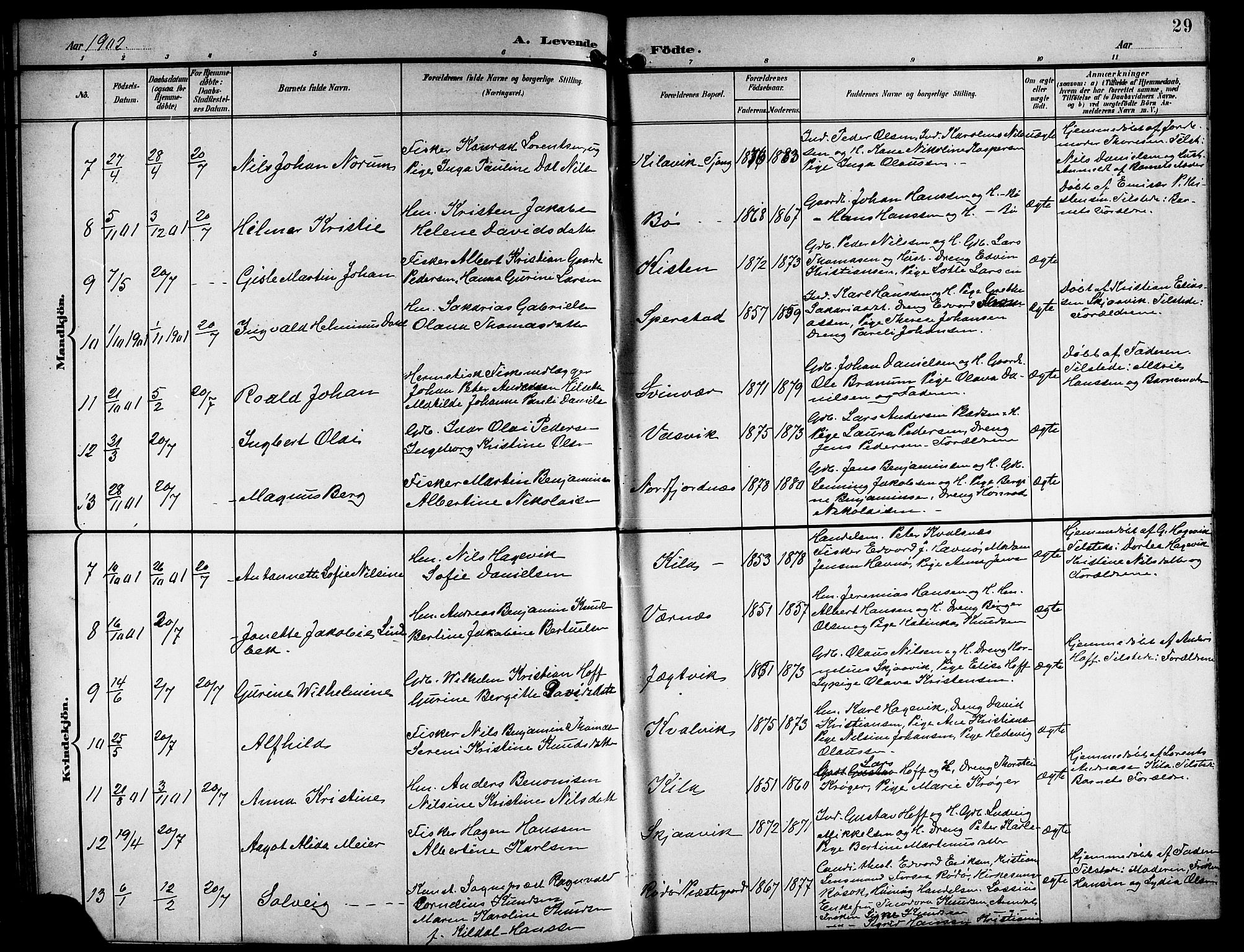 Ministerialprotokoller, klokkerbøker og fødselsregistre - Nordland, AV/SAT-A-1459/841/L0621: Klokkerbok nr. 841C05, 1897-1923, s. 29