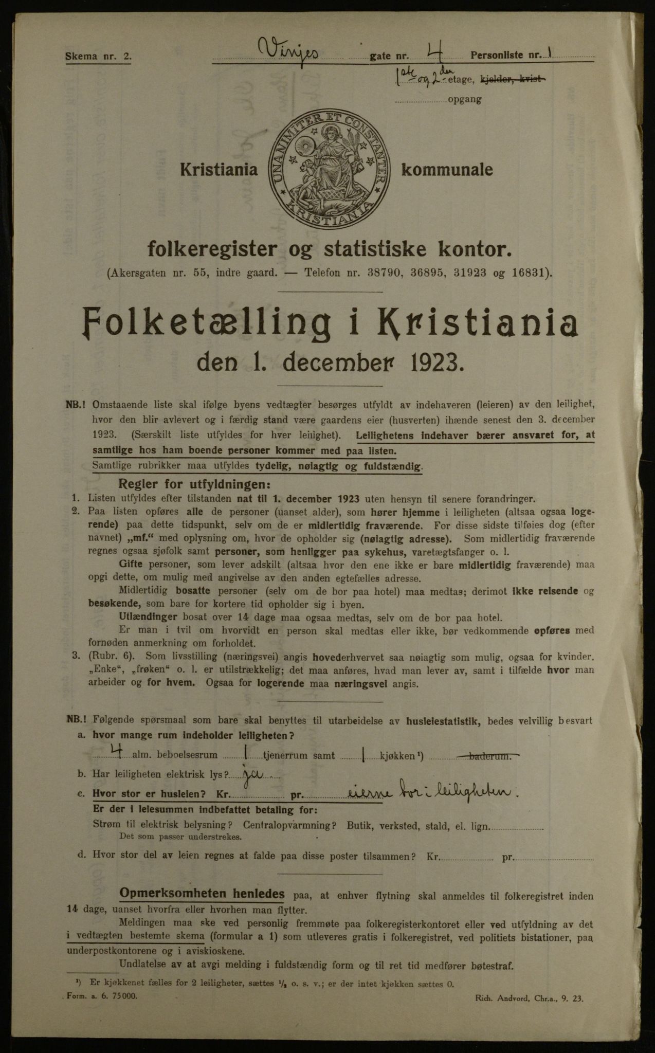 OBA, Kommunal folketelling 1.12.1923 for Kristiania, 1923, s. 3995