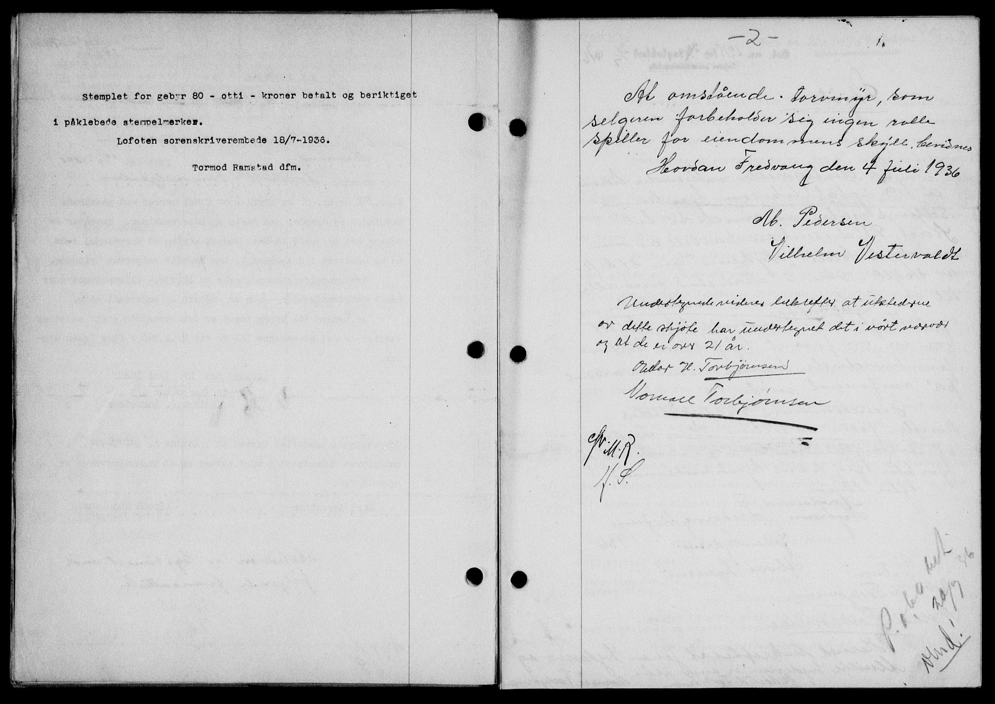 Lofoten sorenskriveri, SAT/A-0017/1/2/2C/L0001a: Pantebok nr. 1a, 1936-1937, Dagboknr: 1209/1936