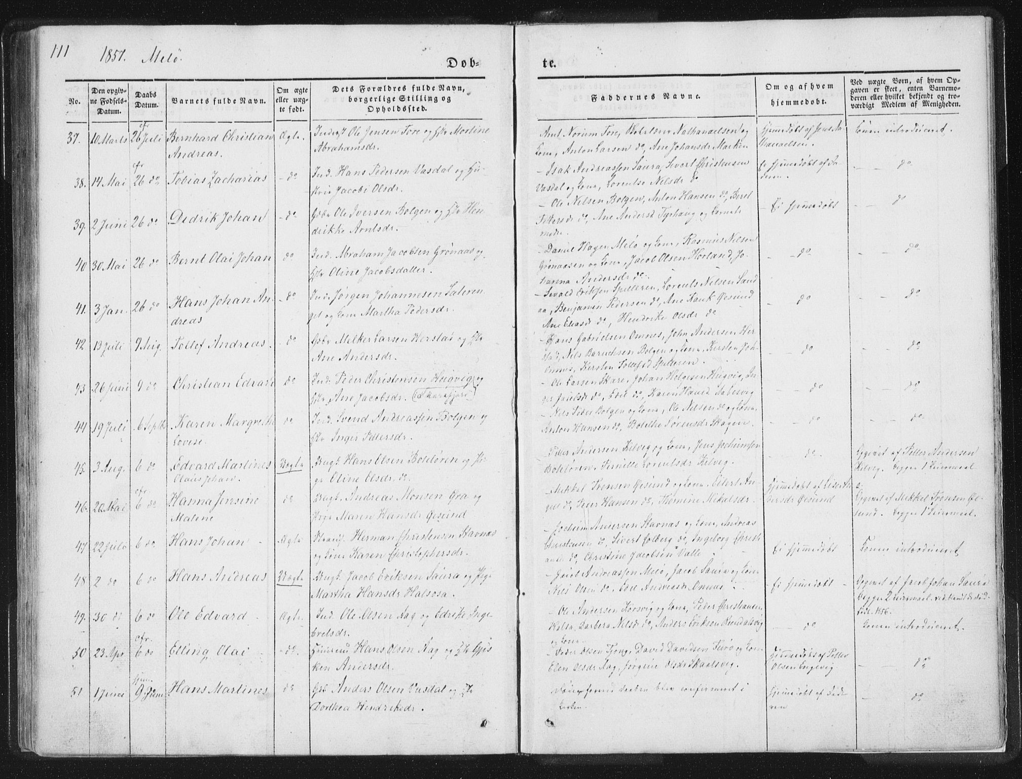 Ministerialprotokoller, klokkerbøker og fødselsregistre - Nordland, SAT/A-1459/841/L0602: Ministerialbok nr. 841A08 /2, 1845-1859, s. 111